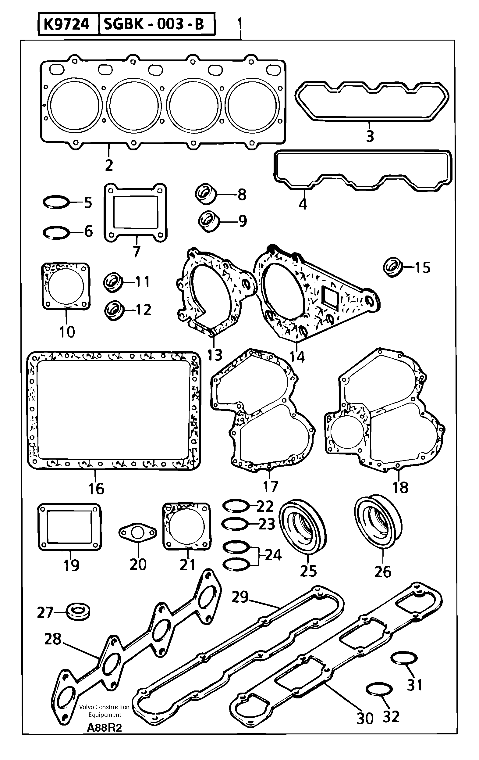 Engine gasket kit — volvo parts diagram