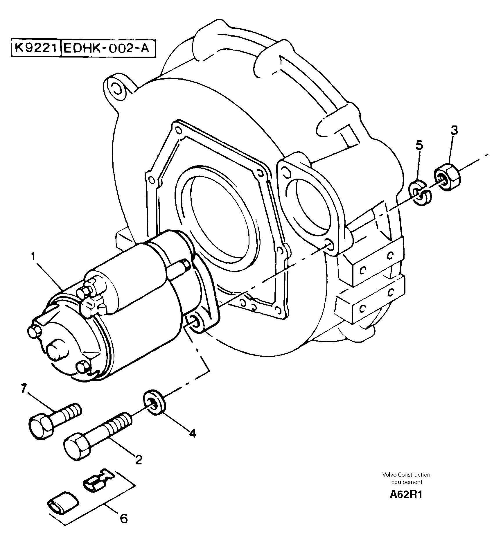 Starter motor installation — volvo parts diagram