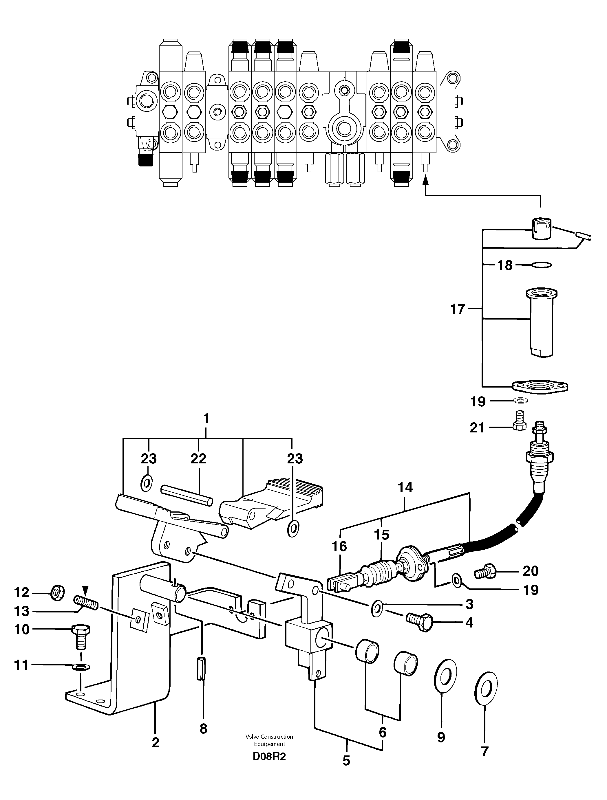 Control pedal : accessories on attachment - 75 l/m — volvo parts diagram