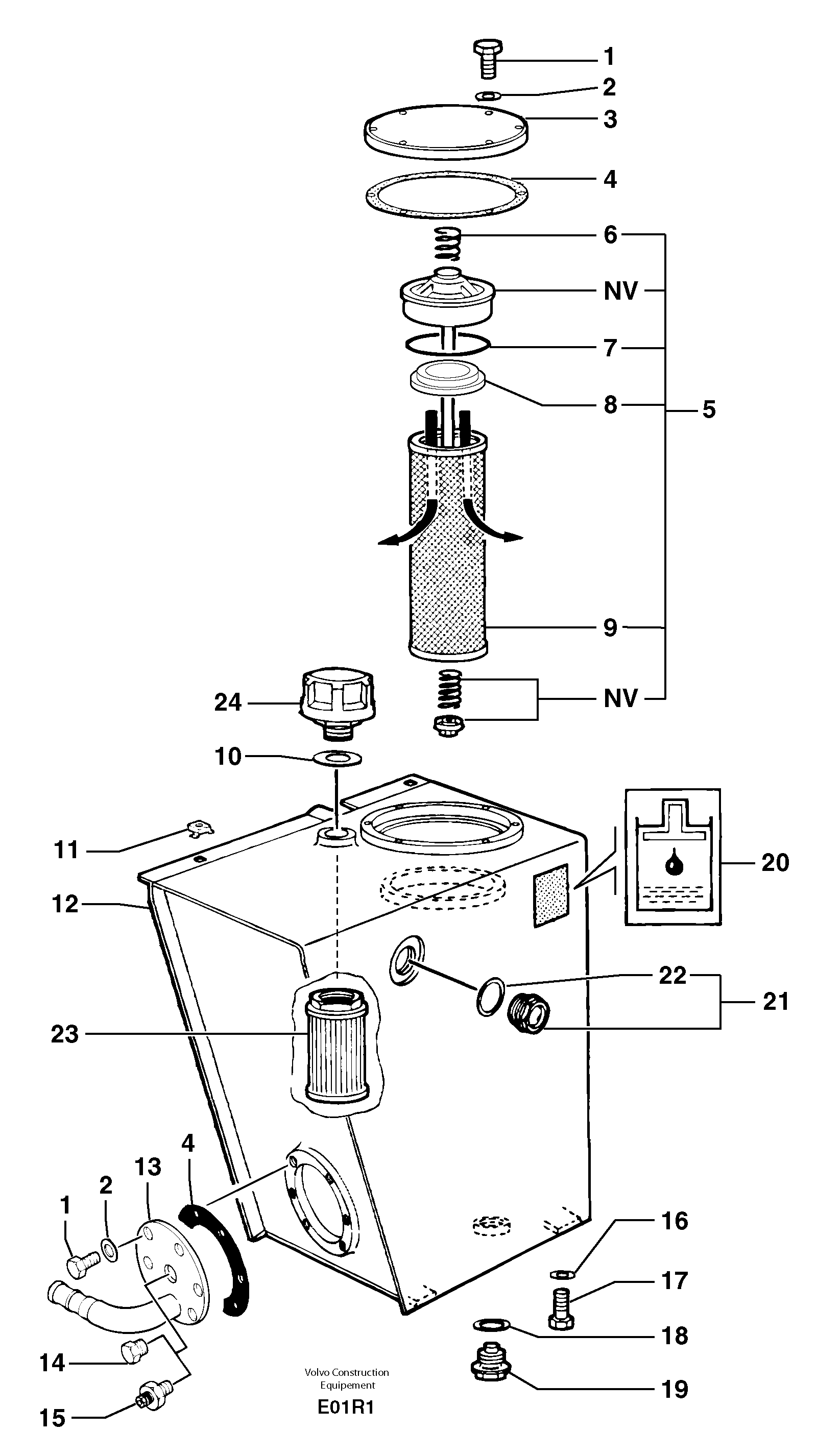 Hydraulic tank — volvo parts diagram