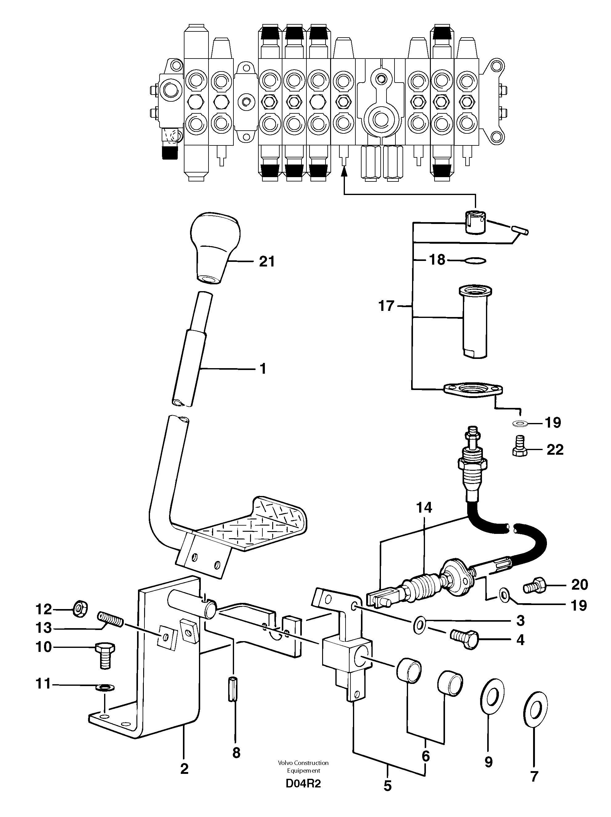 Control lever : travelling ( left ) — volvo parts diagram