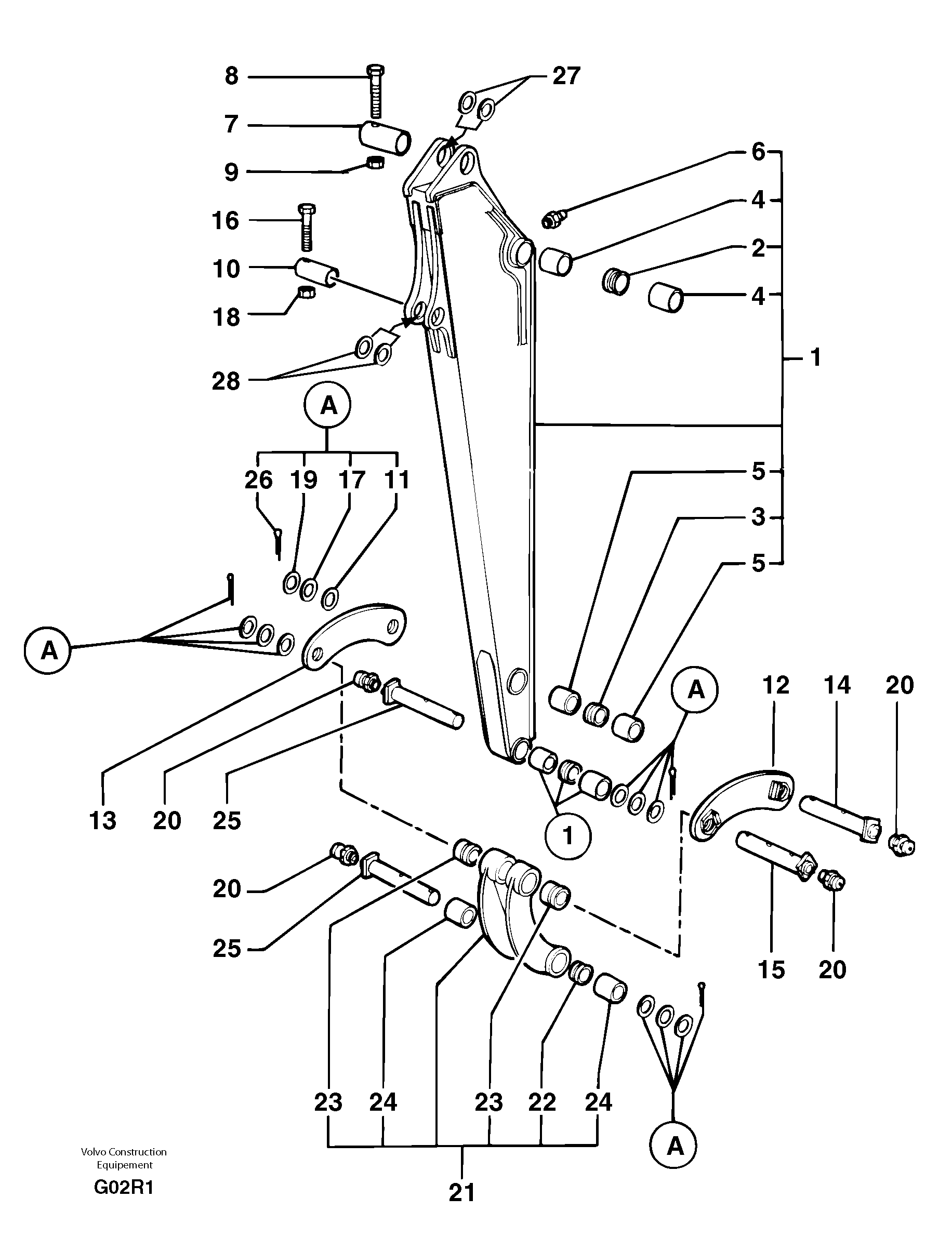 Dipper arm — volvo parts diagram