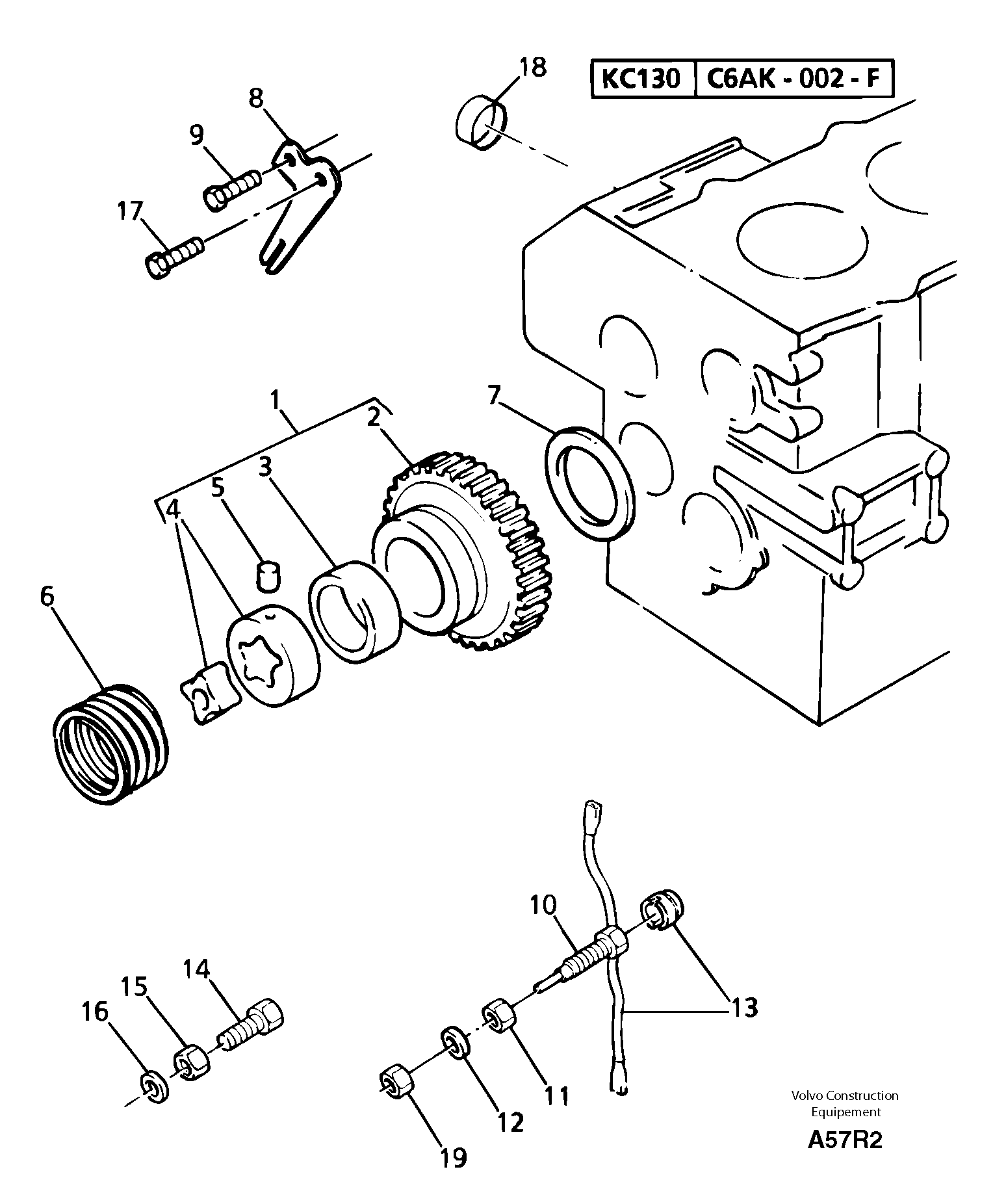 Lubrication oil pump and discharge valve — volvo parts diagram