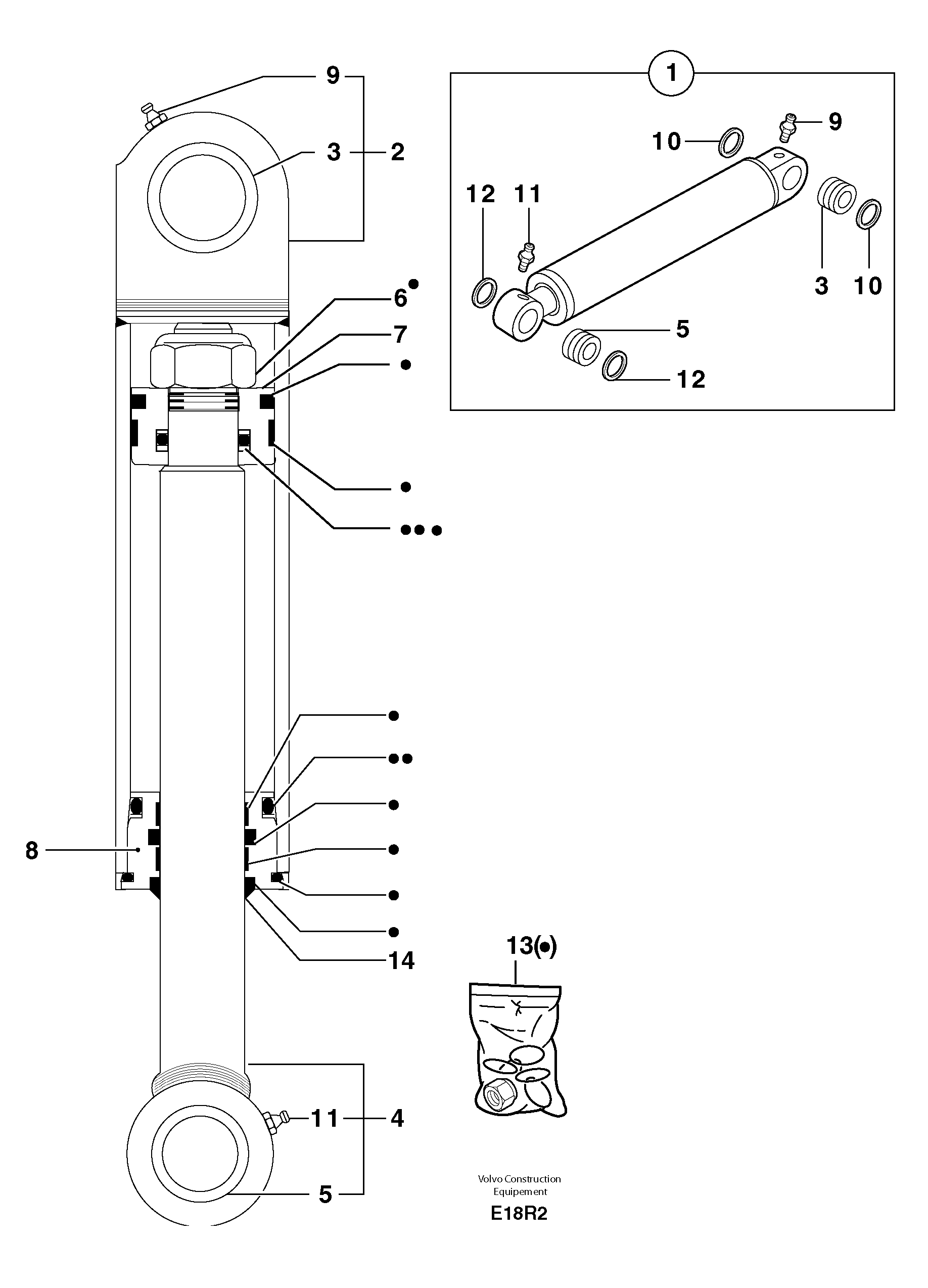 Intermediate boom cylinder — volvo parts diagram