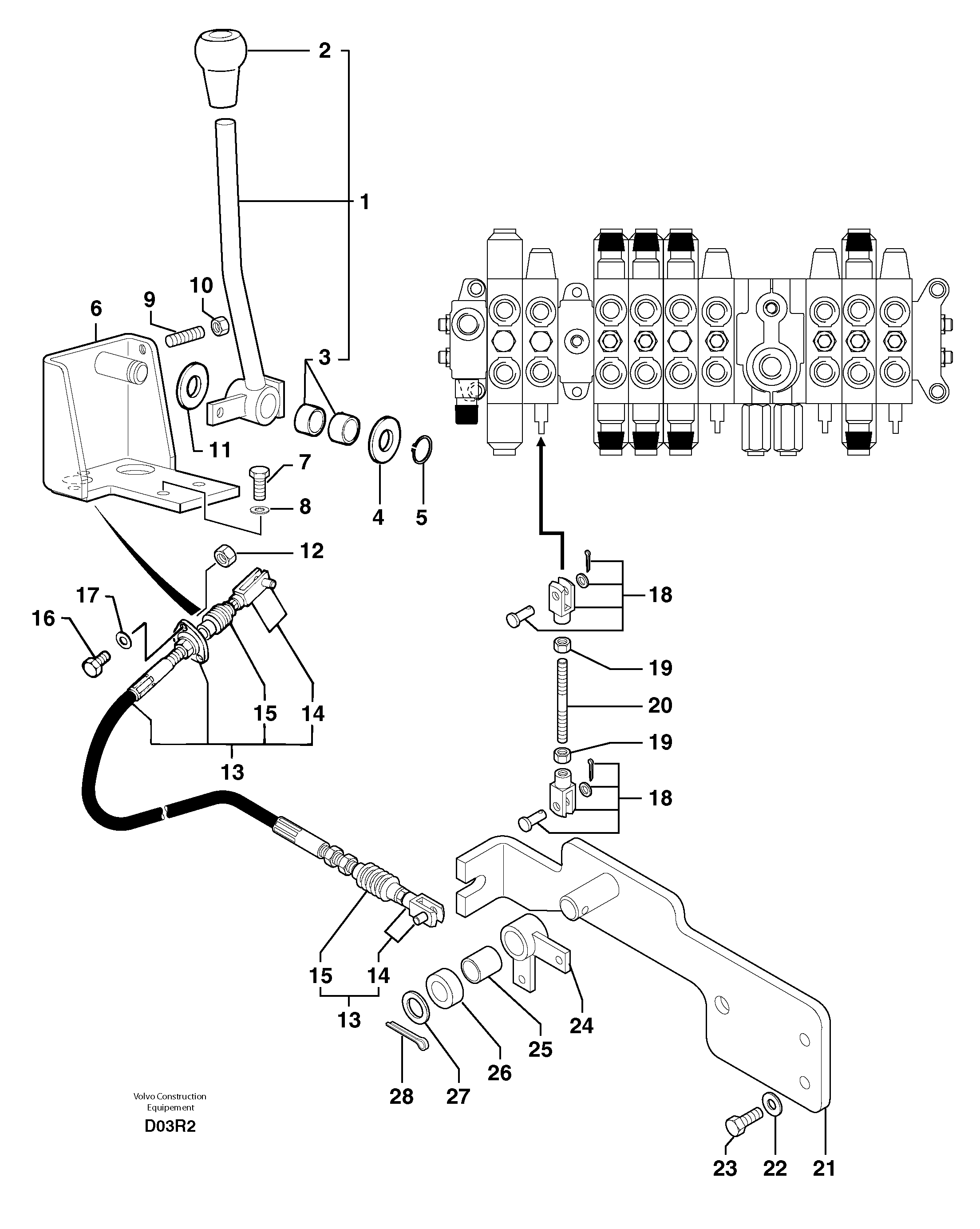 Control lever : dozer blade — volvo parts diagram