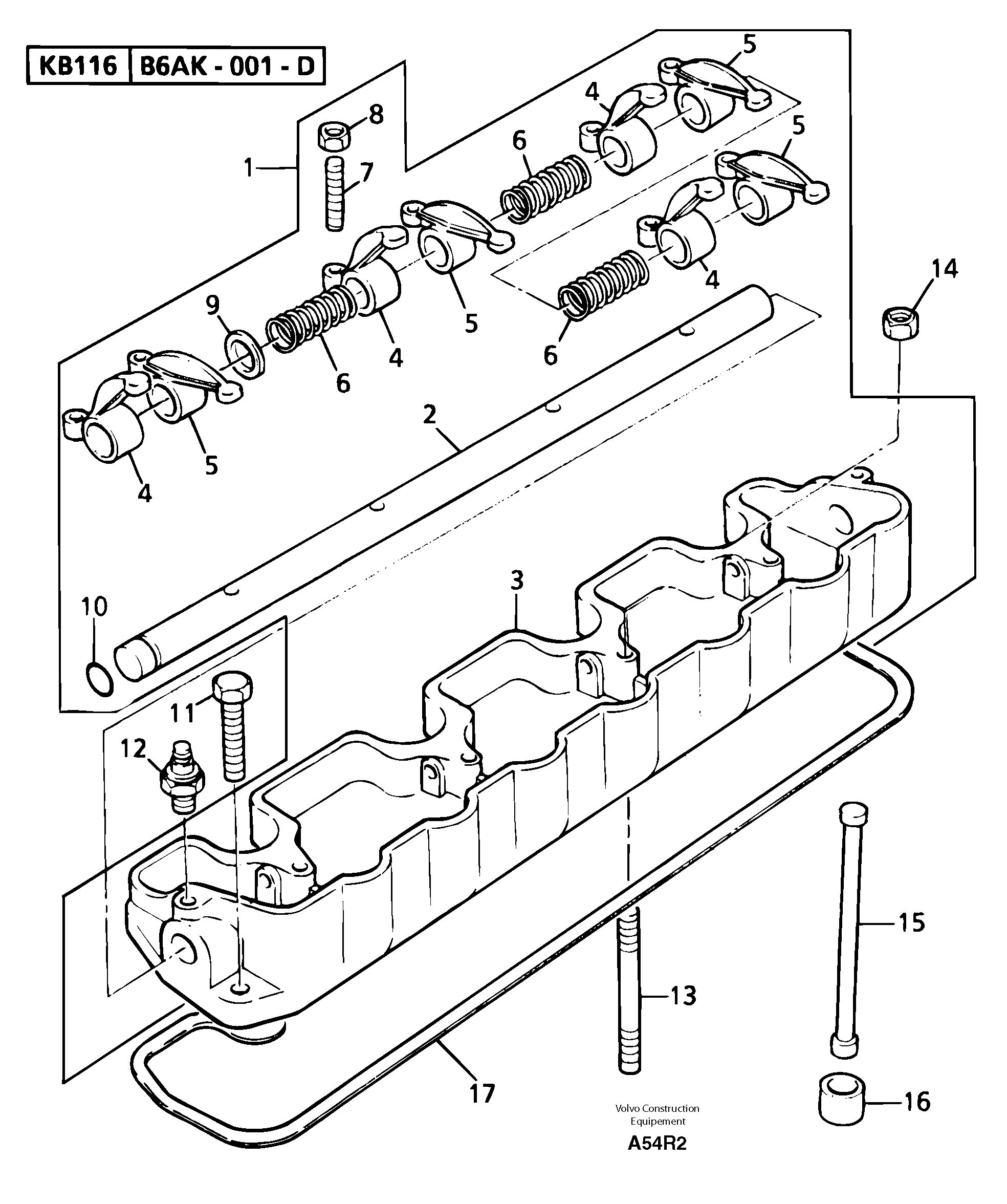 Rocker arm shaft — volvo parts diagram