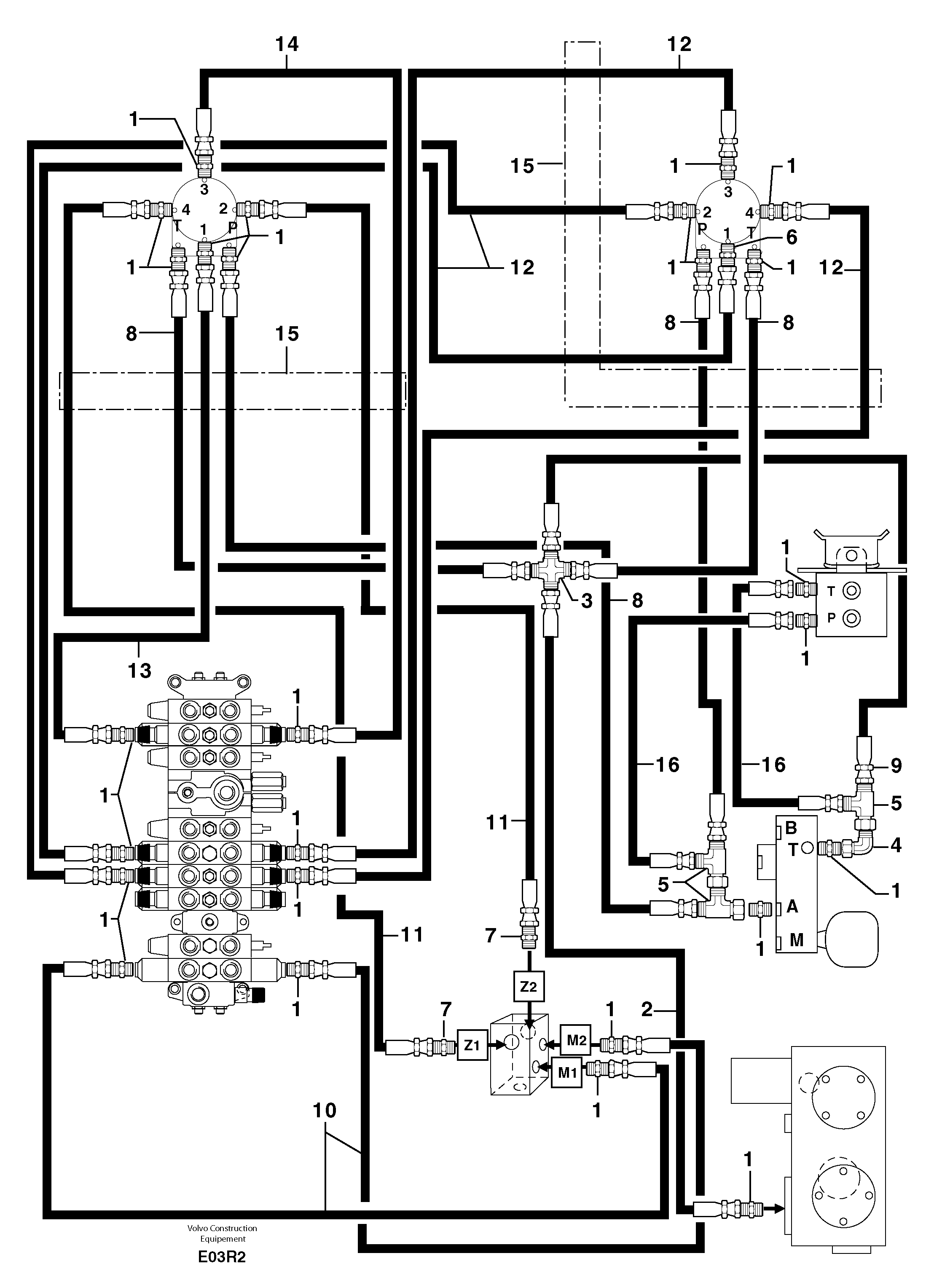 Hydr. circuit ( control's attachment ) — volvo parts diagram