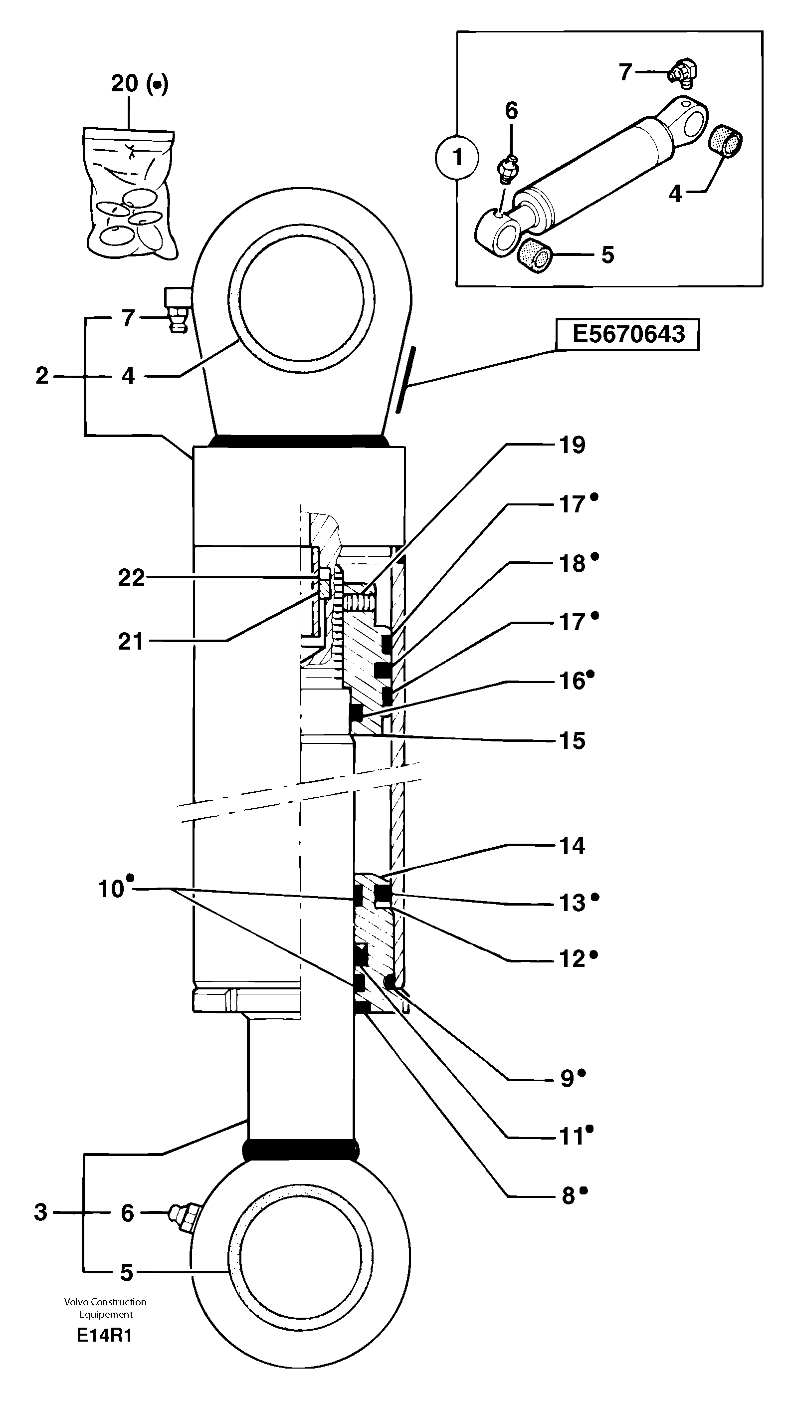 Dipper arm cylinder — volvo parts diagram