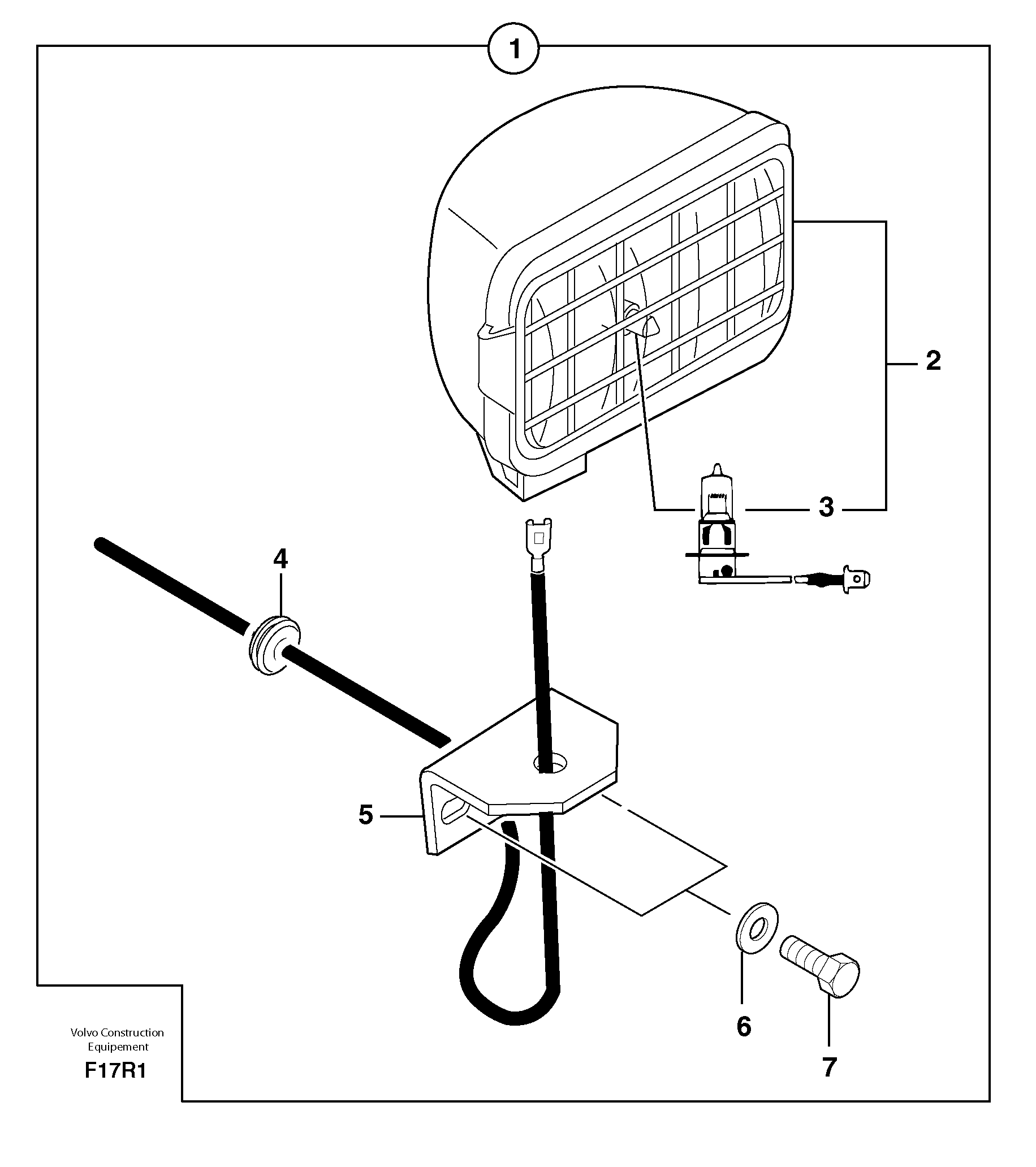Rear headlight on cab — volvo parts diagram