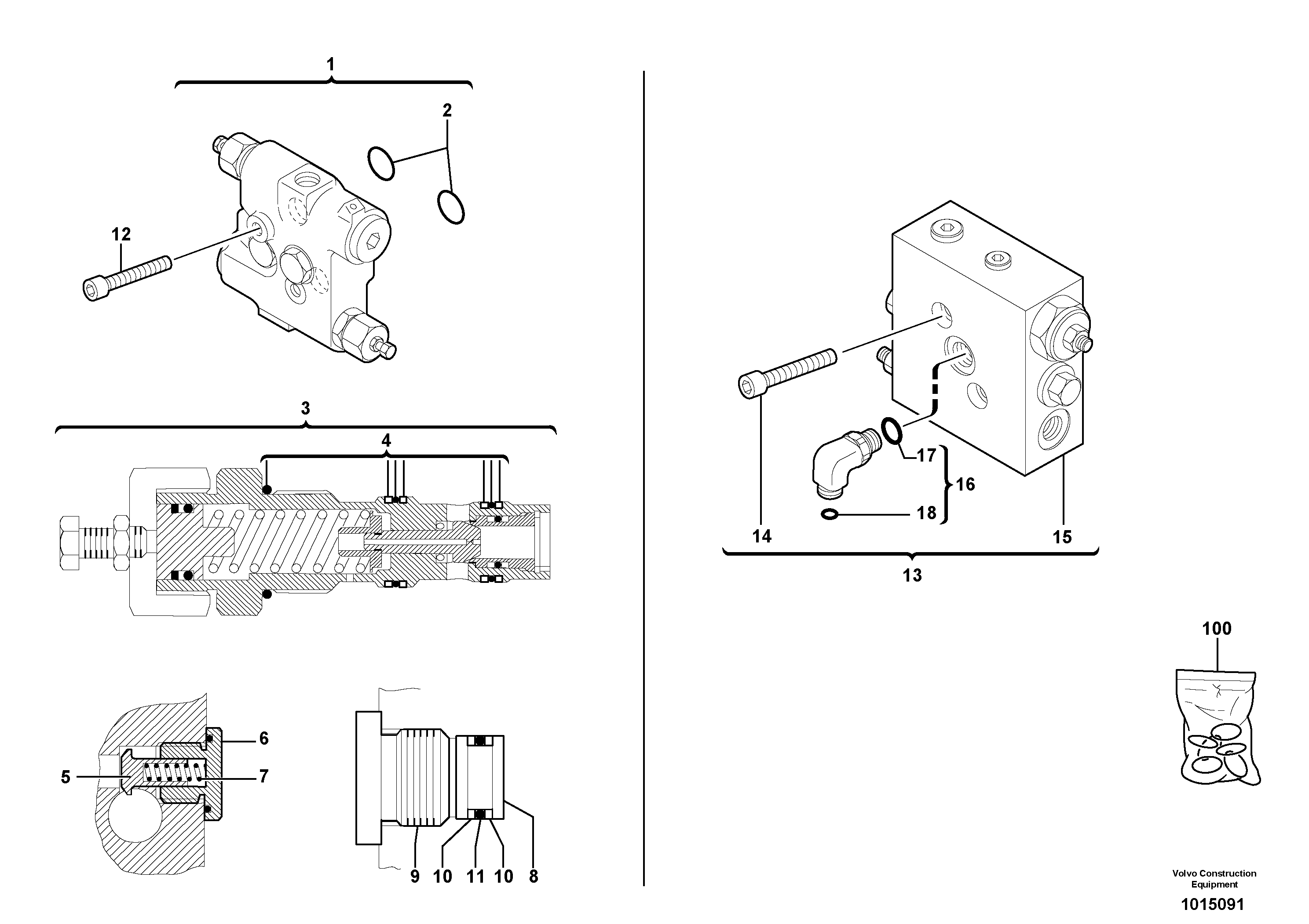 Pressure relief valve ( slewing ) — volvo parts diagram