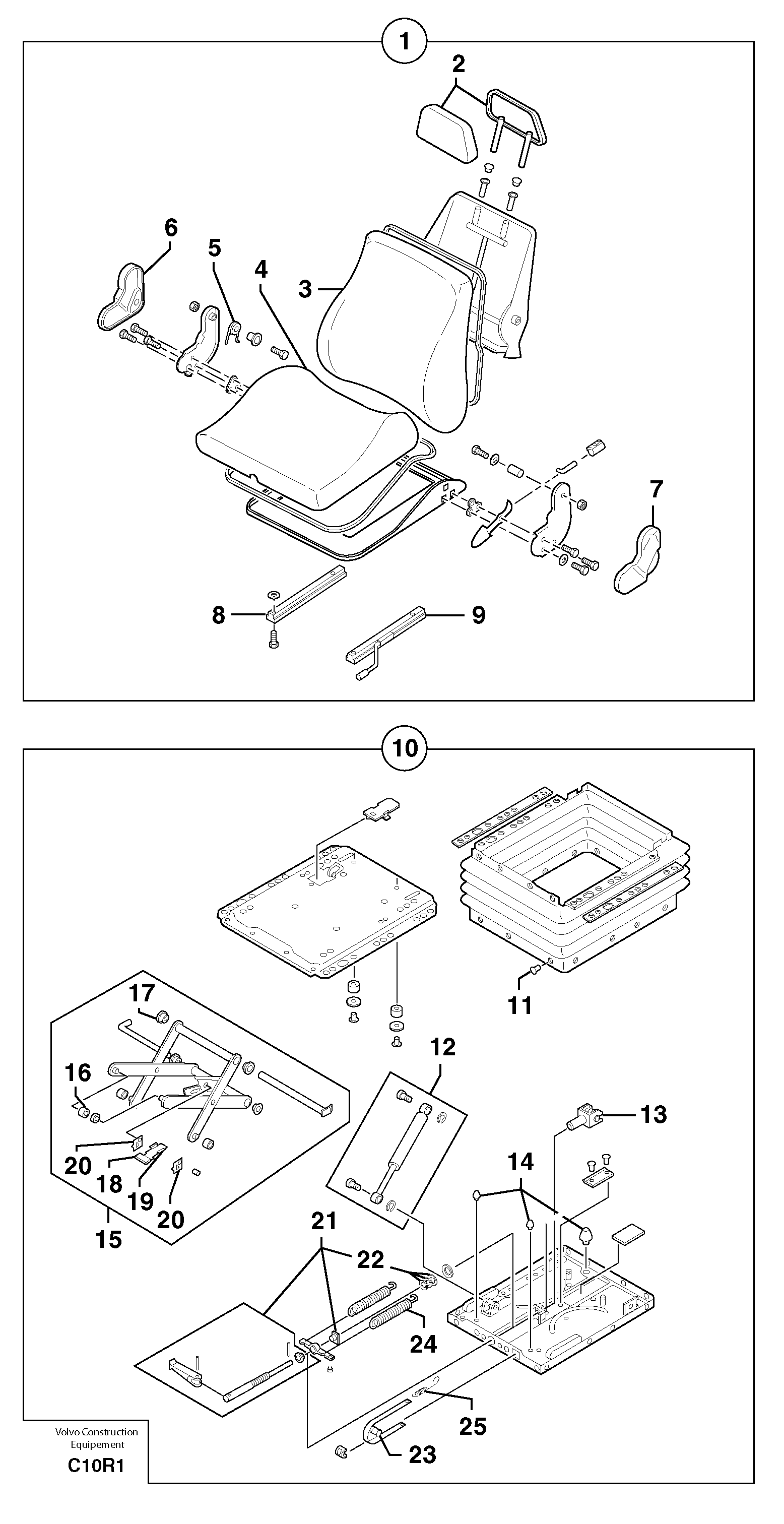 Suspended seat — volvo parts diagram