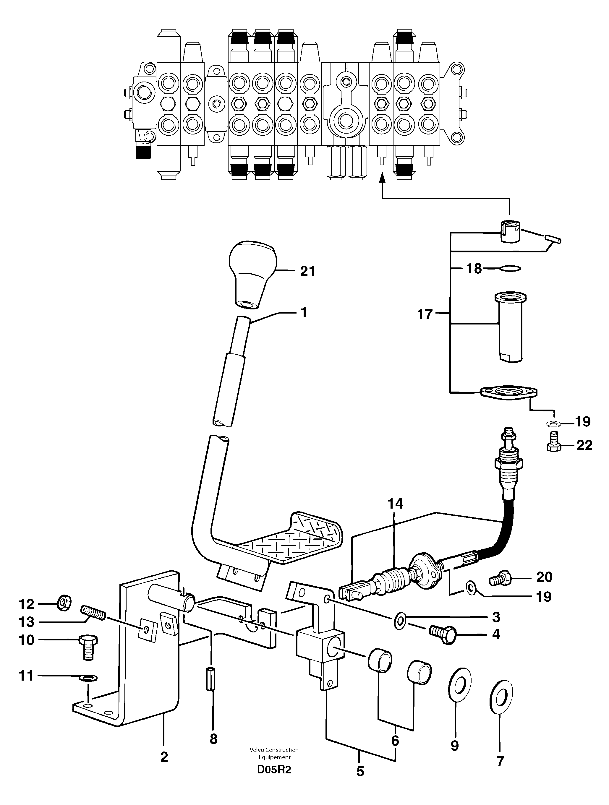 Control lever : travelling ( right ) — volvo parts diagram
