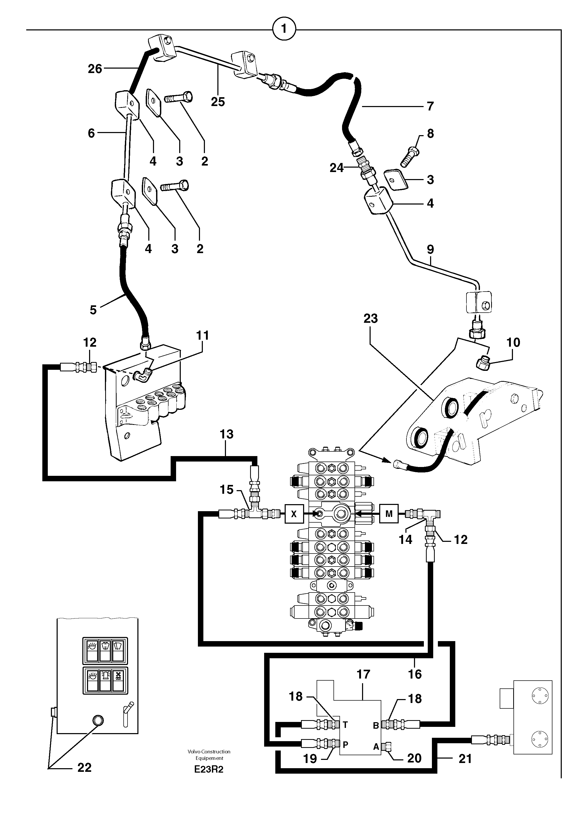 Hydraulic circuit ( snap-action attachment ) — volvo parts diagram