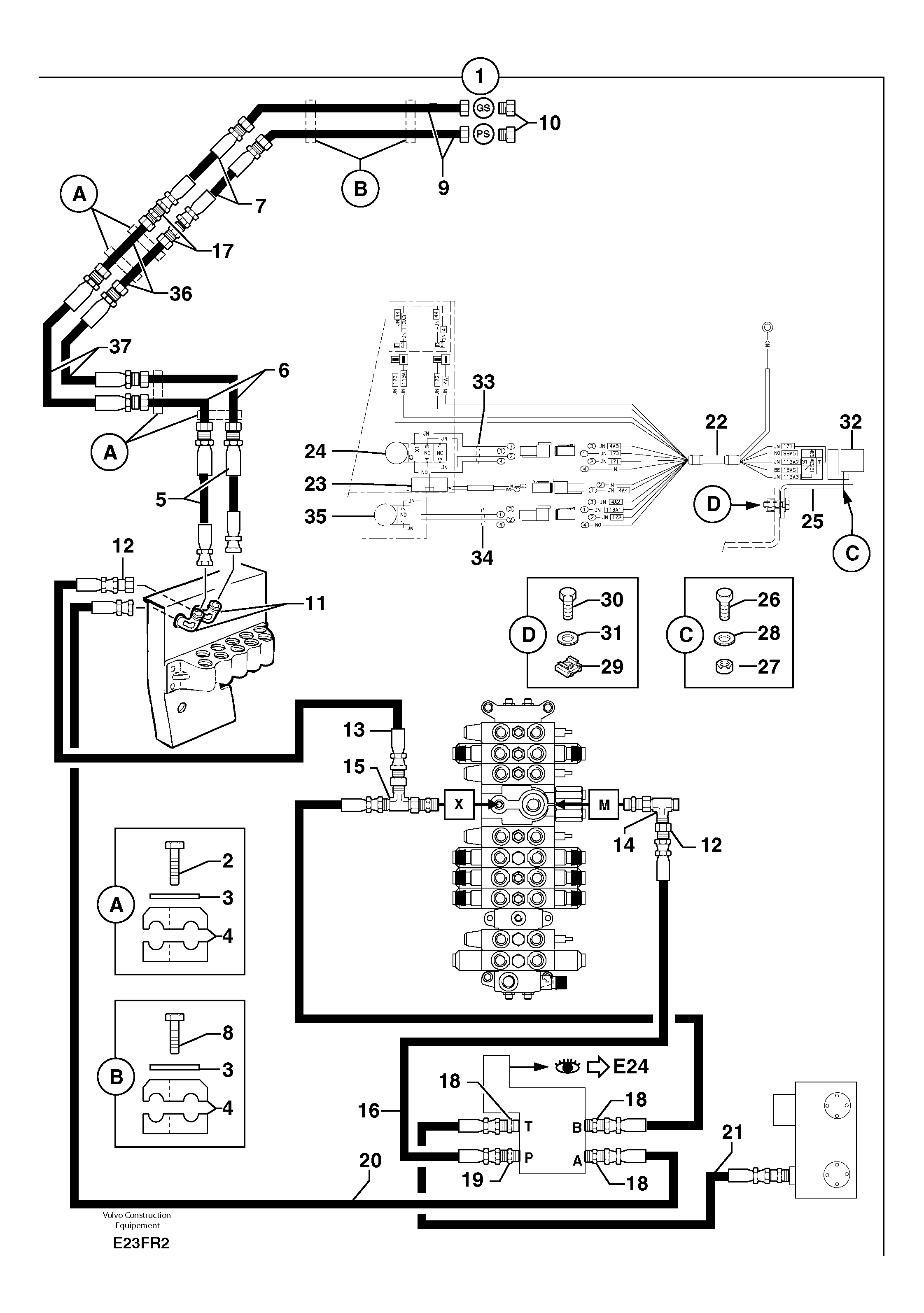 Hyd. circuit (quickfit/double-acting) — volvo parts diagram