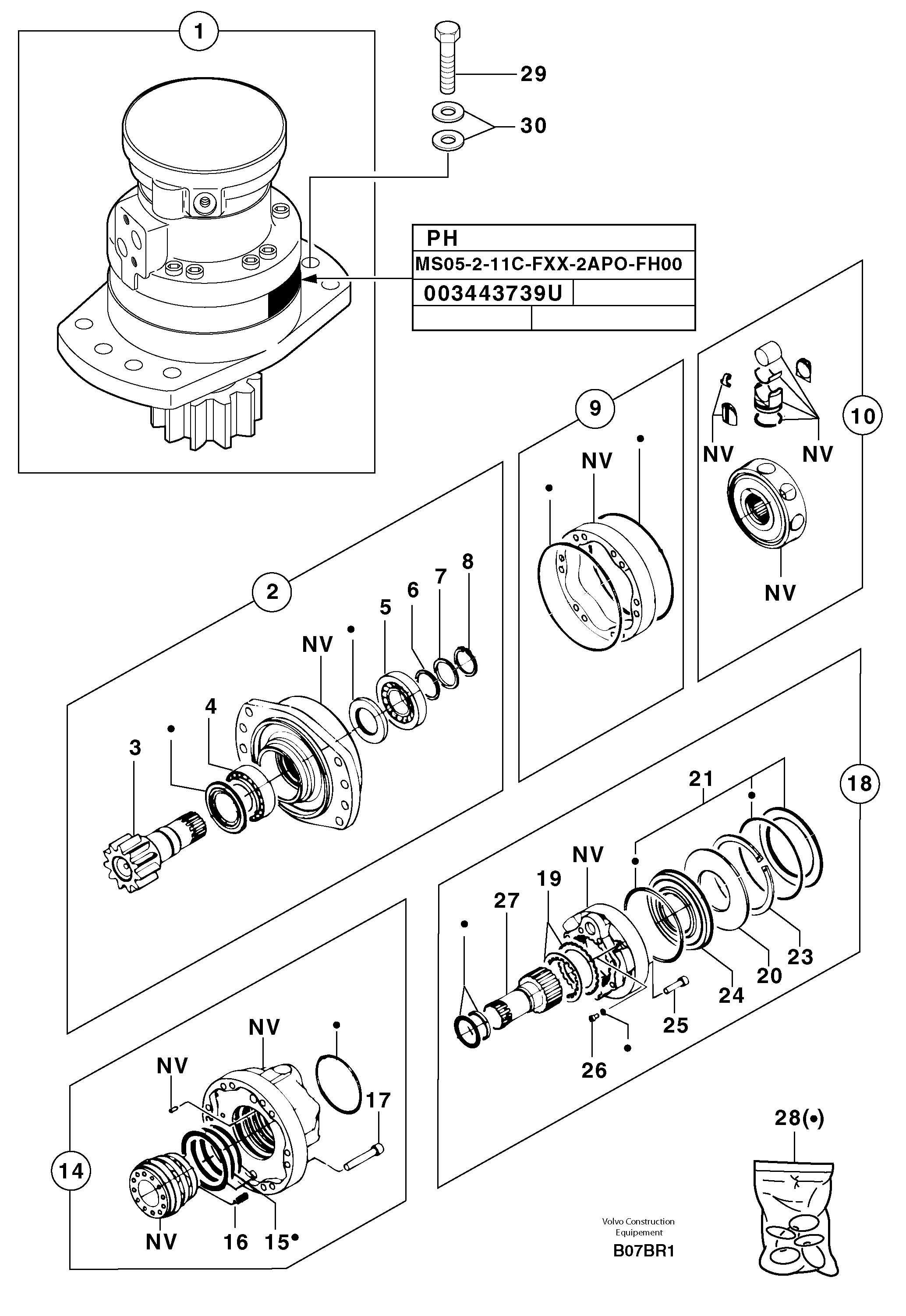 Slewing gear motor — volvo parts diagram