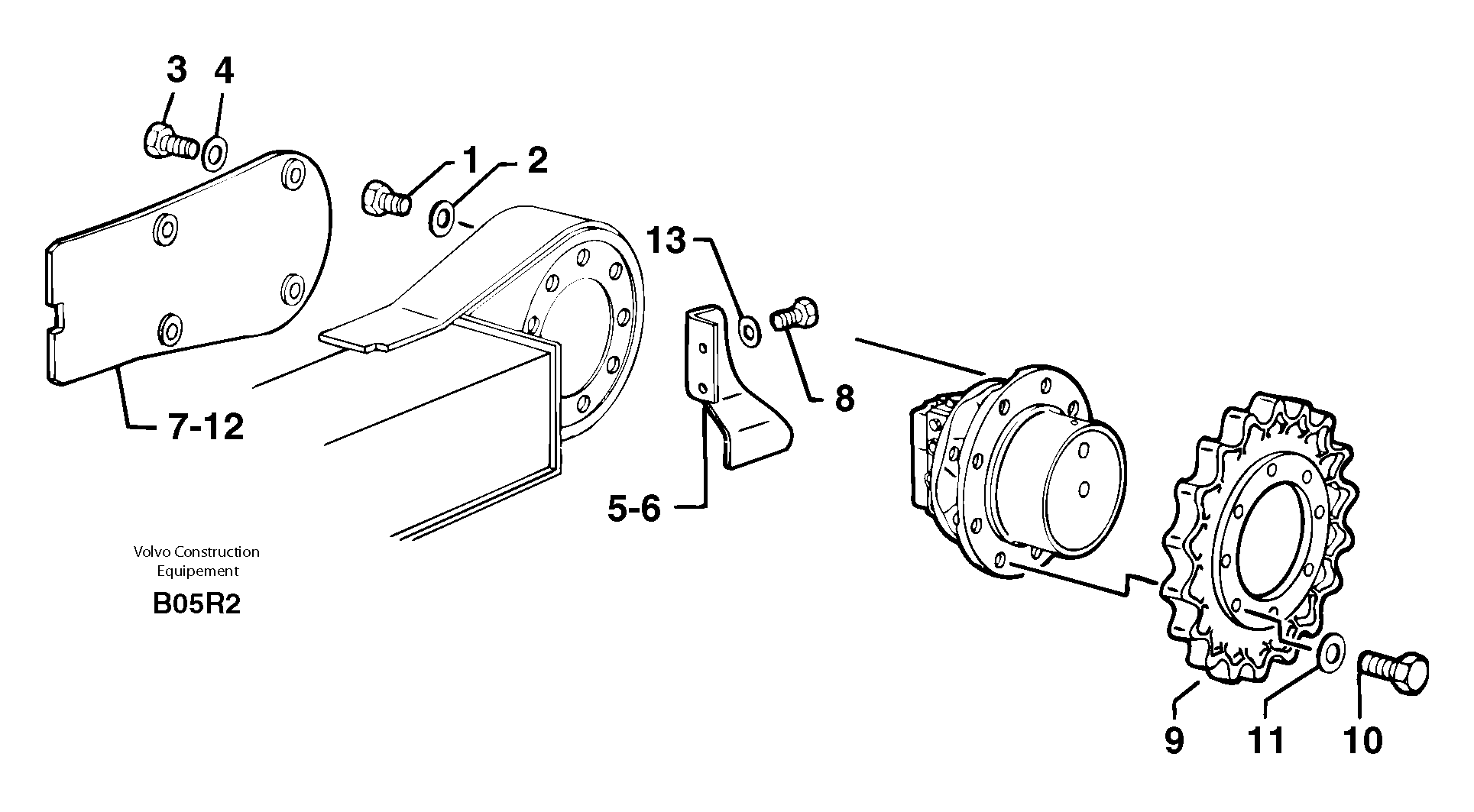 Travelling gear motor assy / sprocket — volvo parts diagram