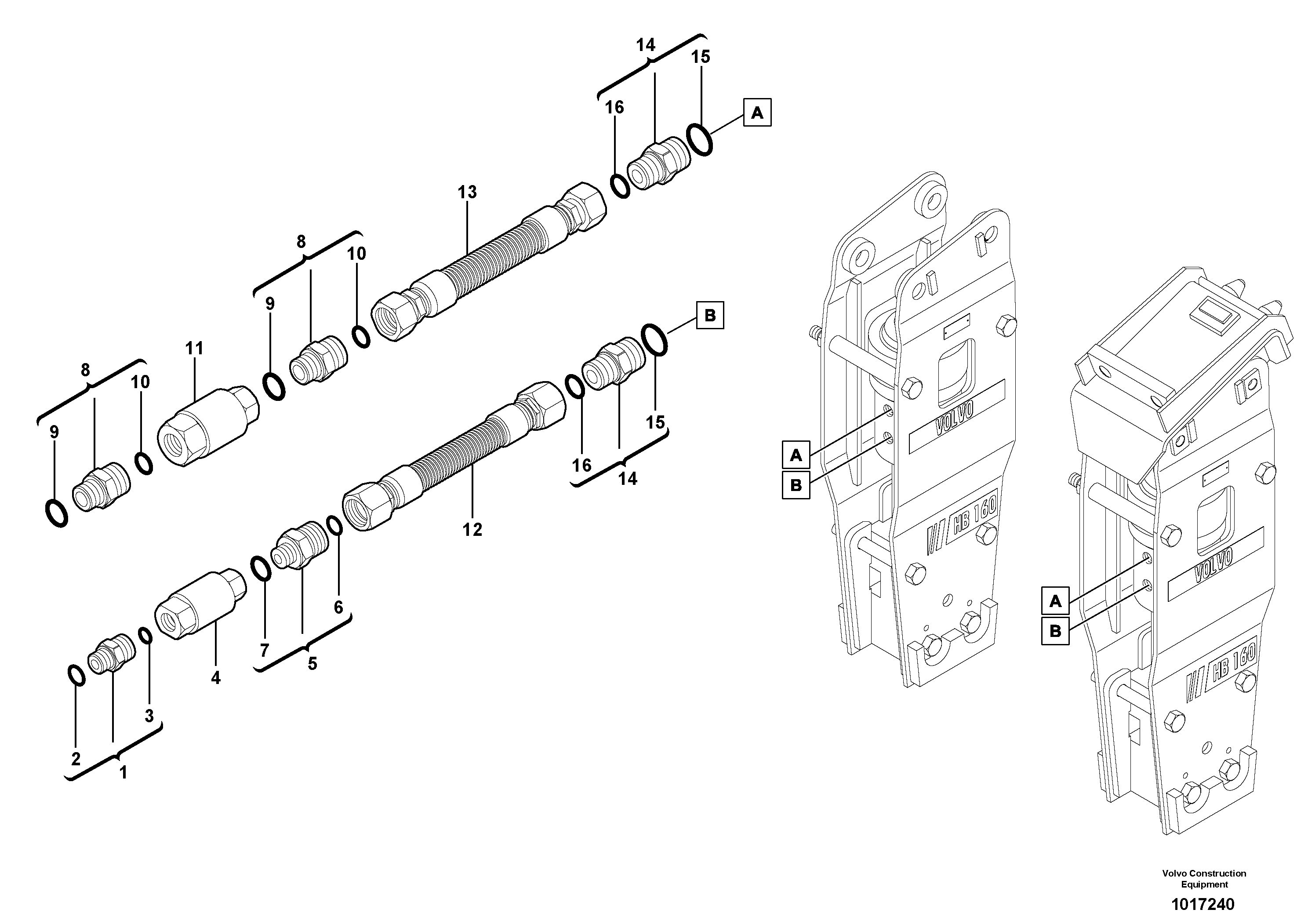 Hydraulic system, hammer — volvo parts diagram