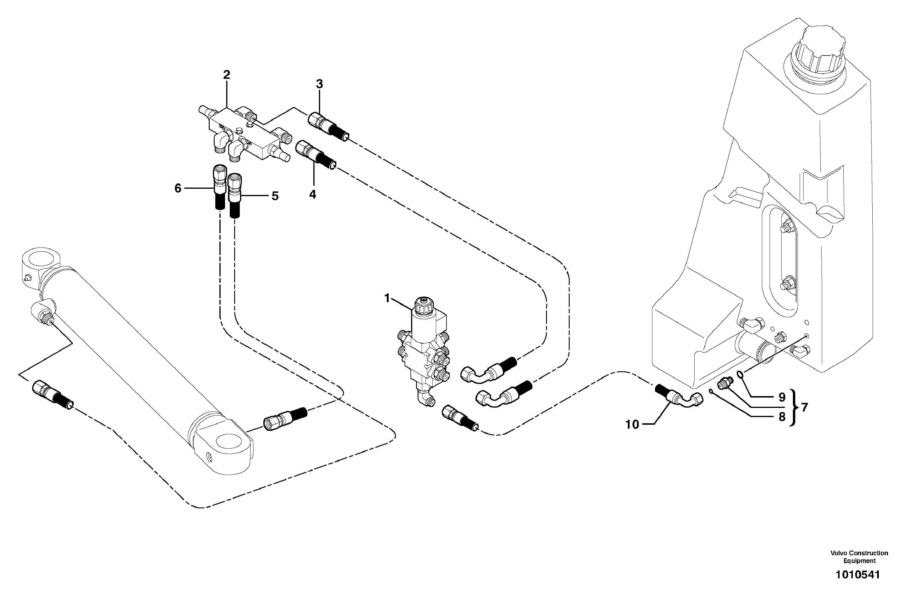 Hydraulic circuit ( balancing valve / offset cylinder ) — volvo parts diagram