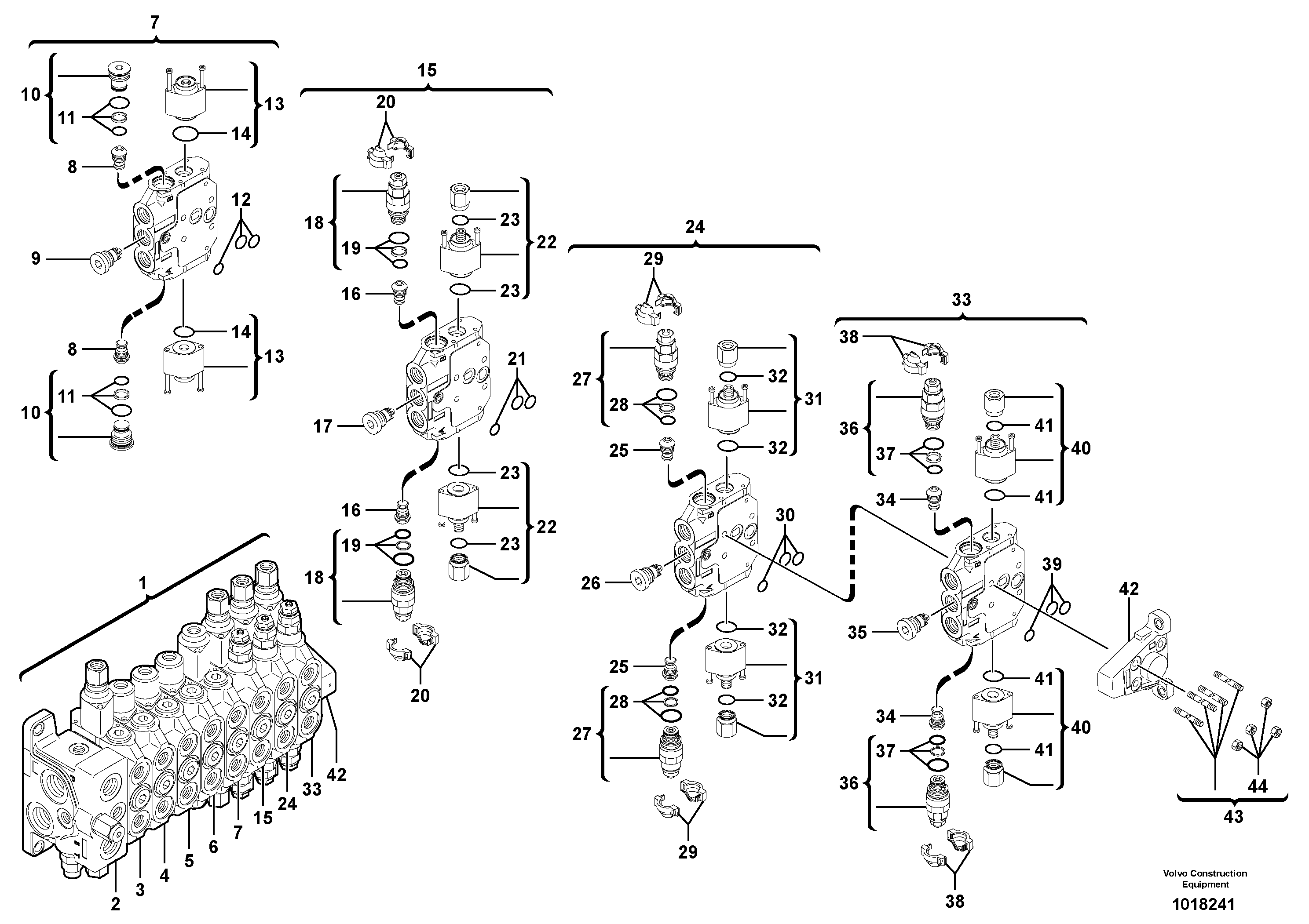 Control valve : 8 spools ( continued ) — volvo parts diagram
