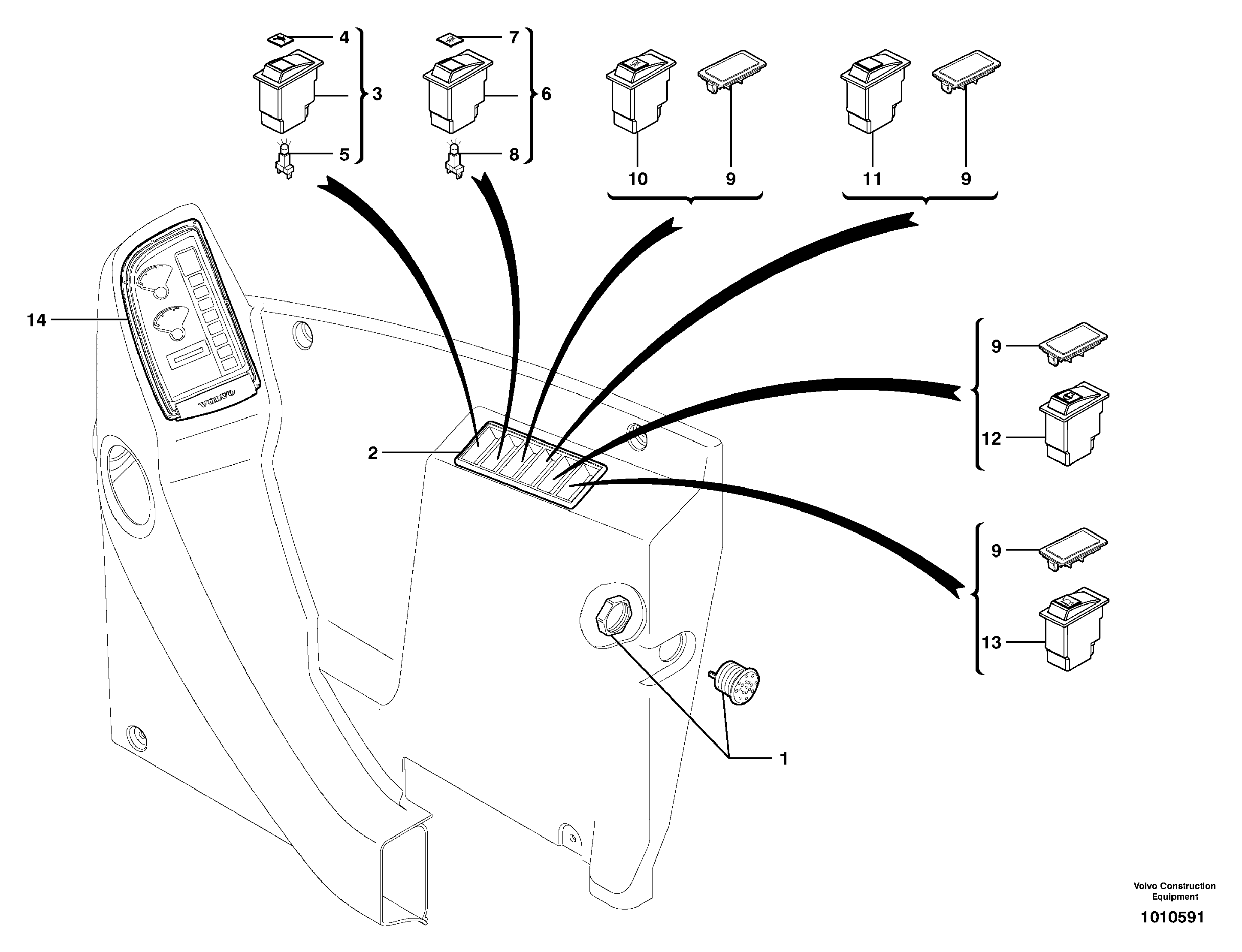 Instrument panel, right — volvo parts diagram