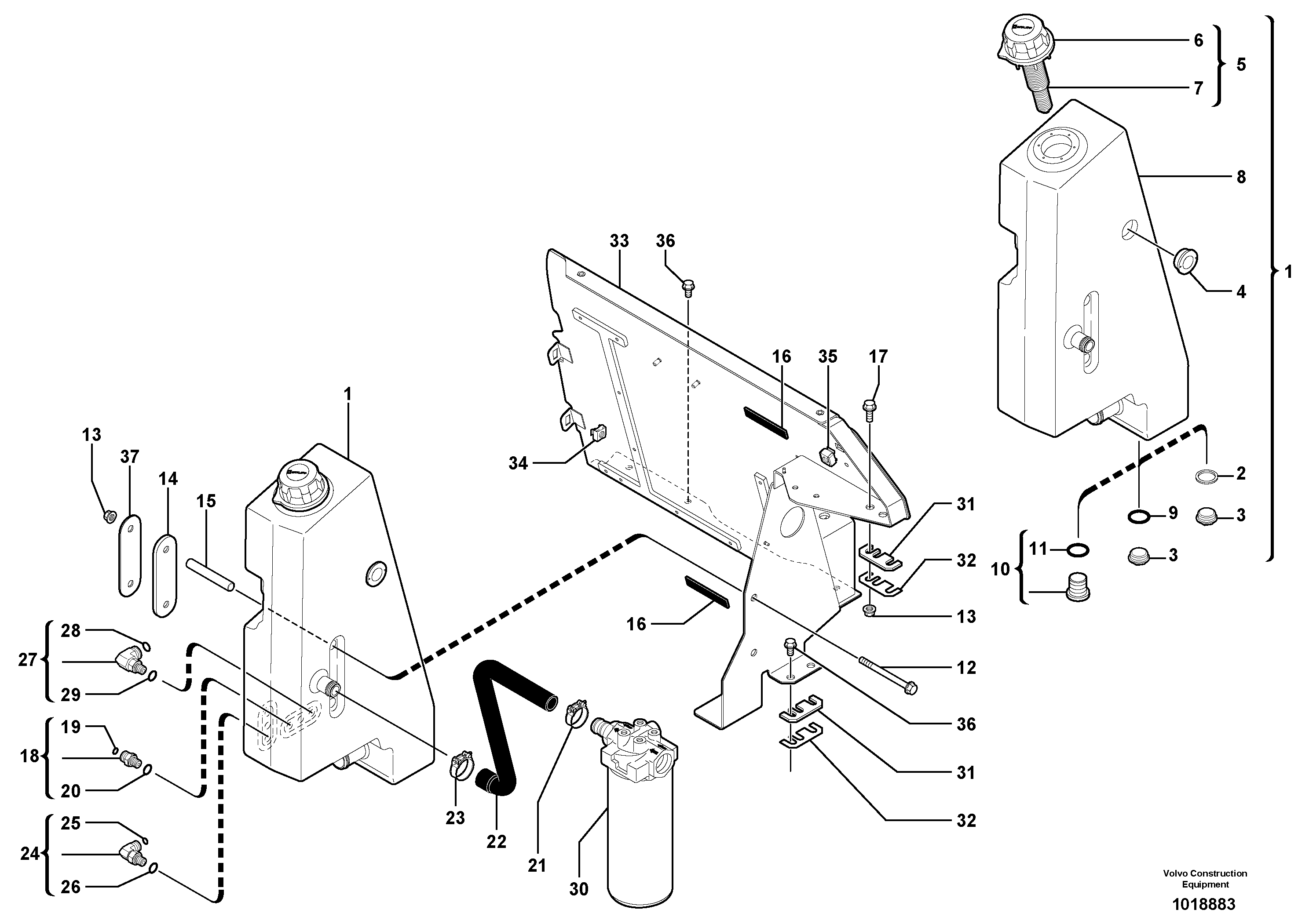 Hydraulic tank — volvo parts diagram