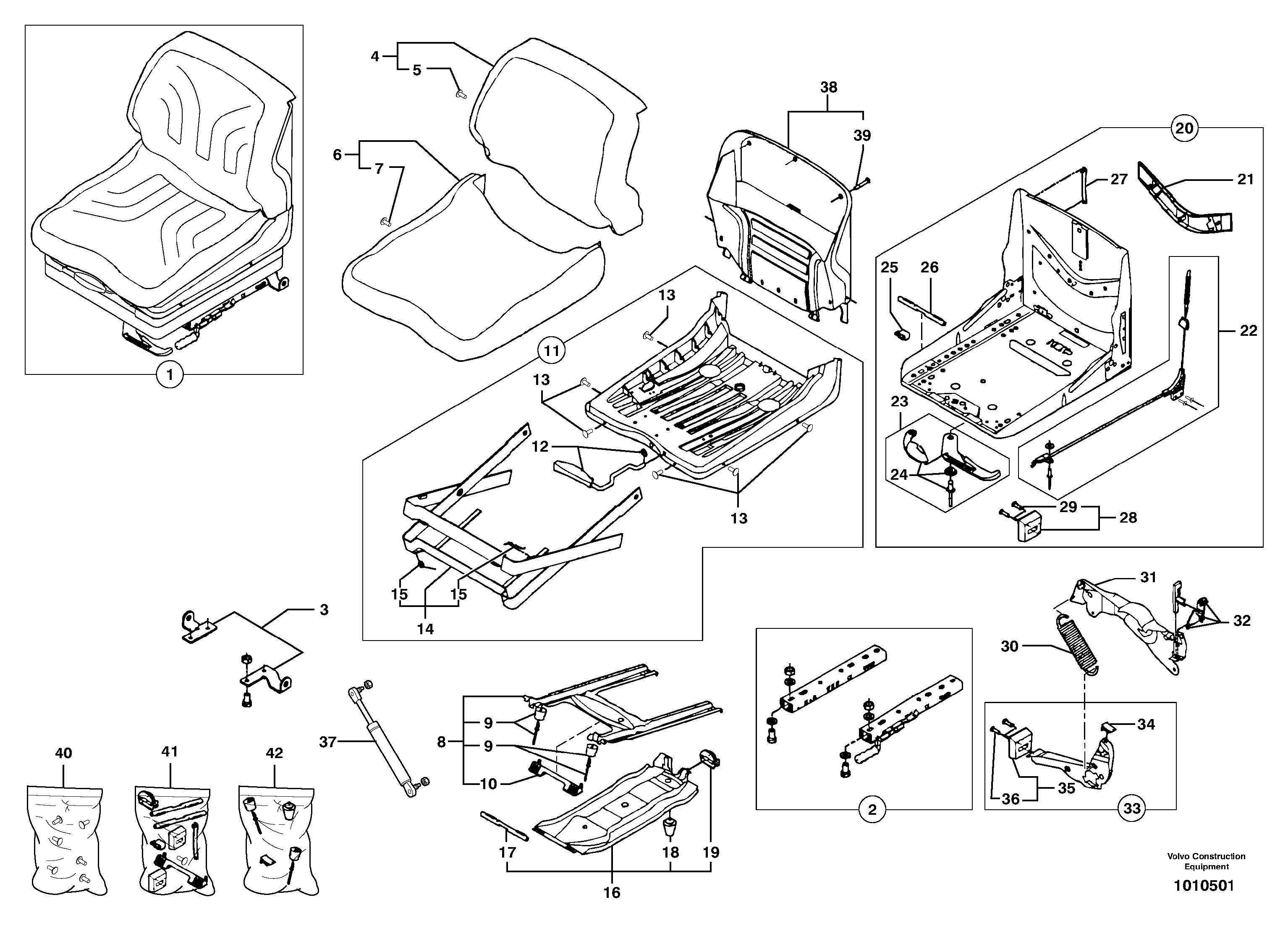 Suspended seat — volvo parts diagram