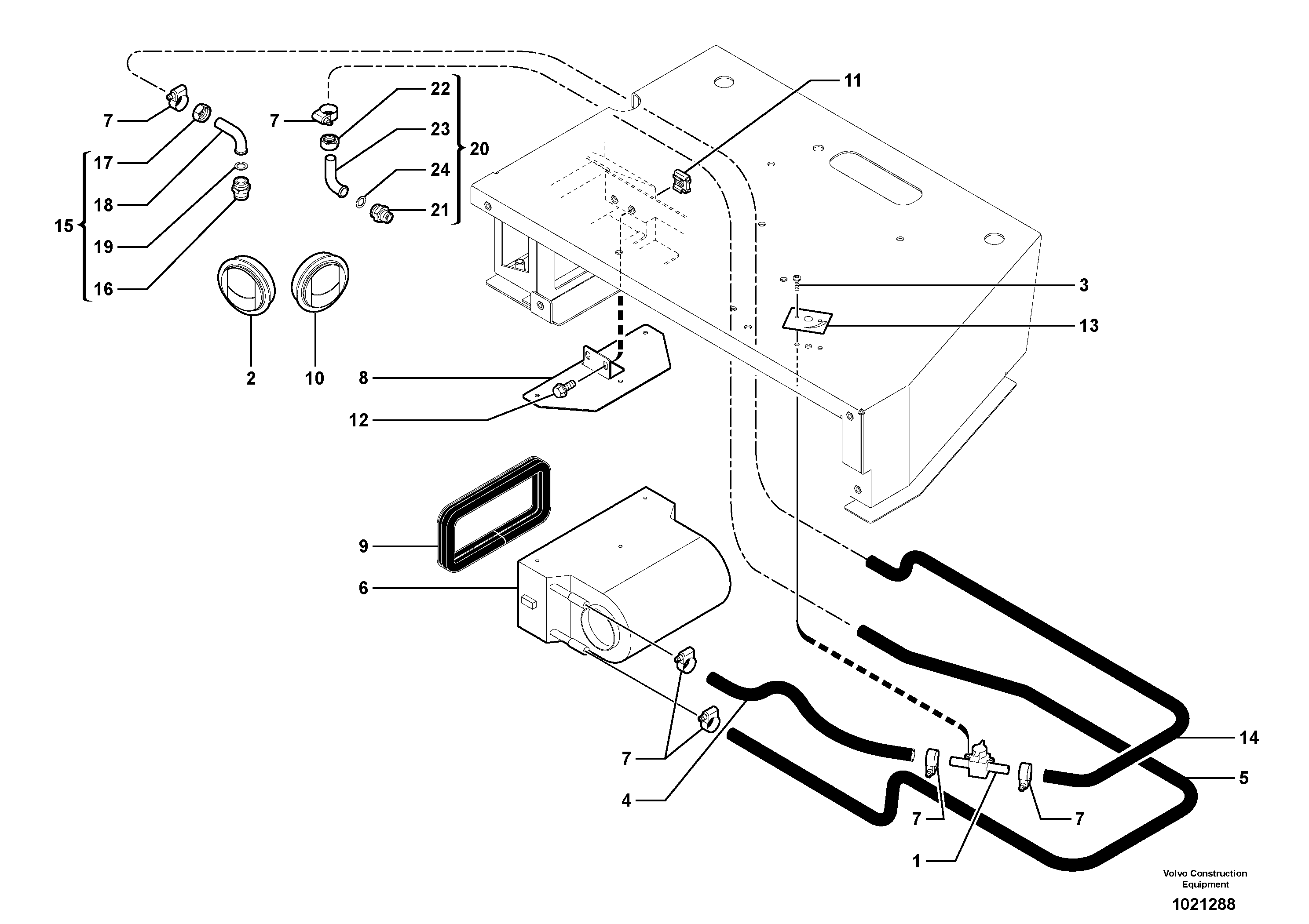 Cab heating installation — volvo parts diagram