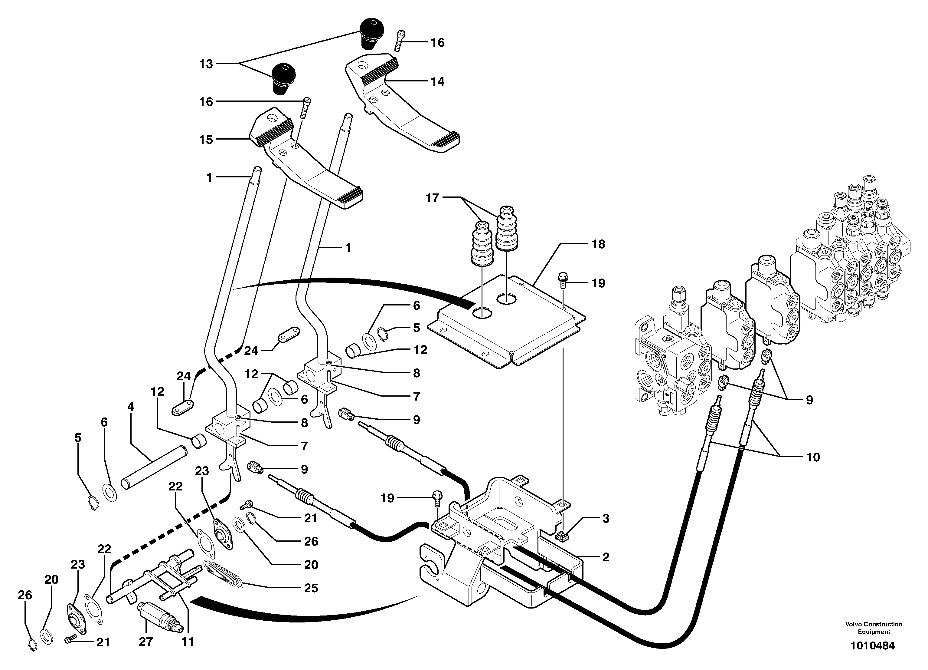 Control levers : travelling — volvo parts diagram