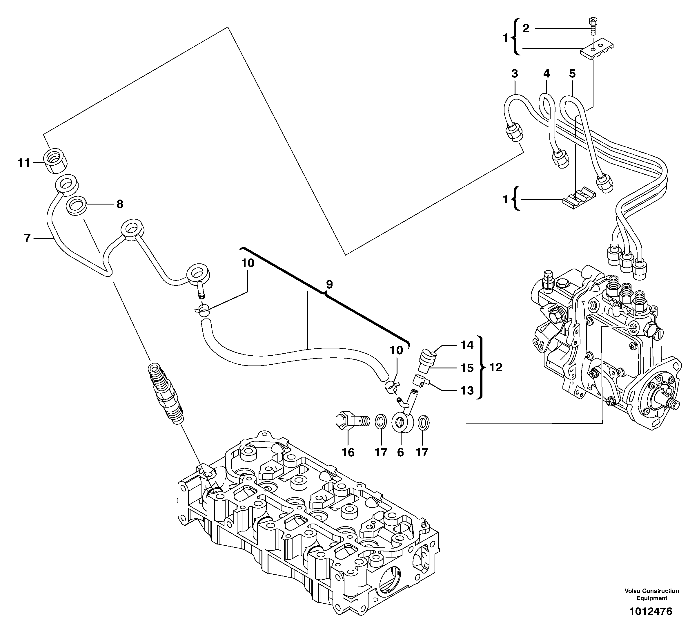 Fuel pipes-injector — volvo parts diagram