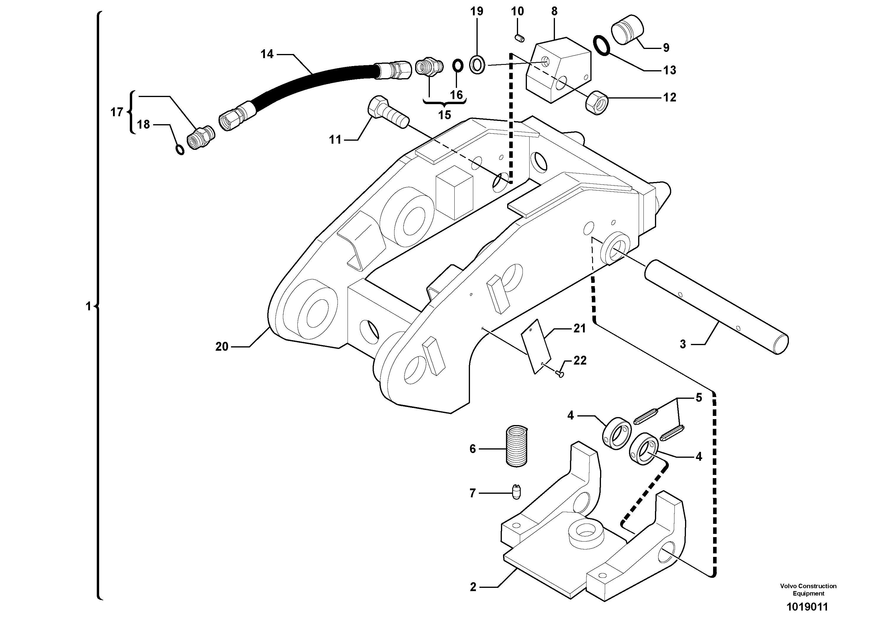 Tool holder / hydraulic control — volvo parts diagram