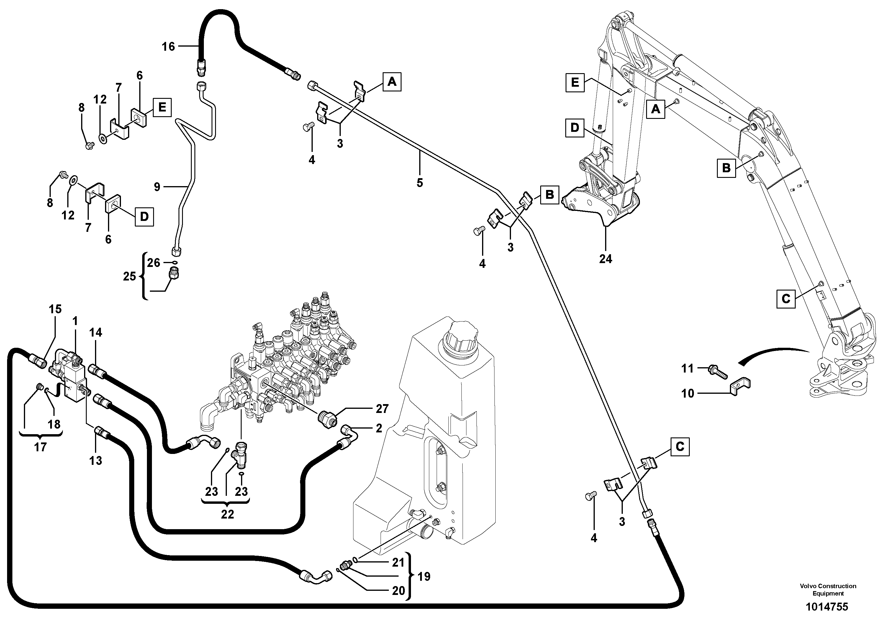 Hydraulic circuit ( snap-action attachment ) — volvo parts diagram