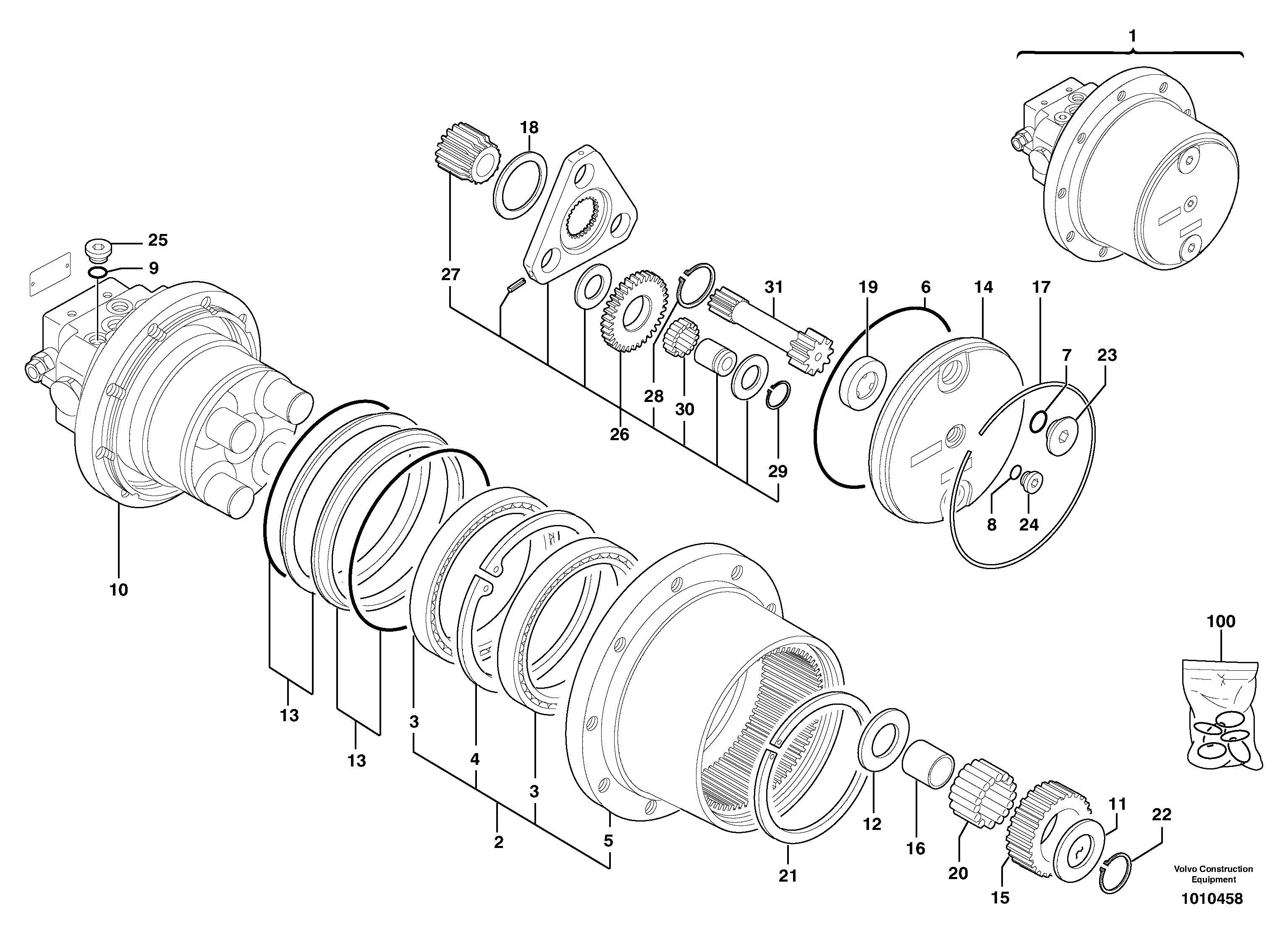Hydraulic travelling motor — volvo parts diagram