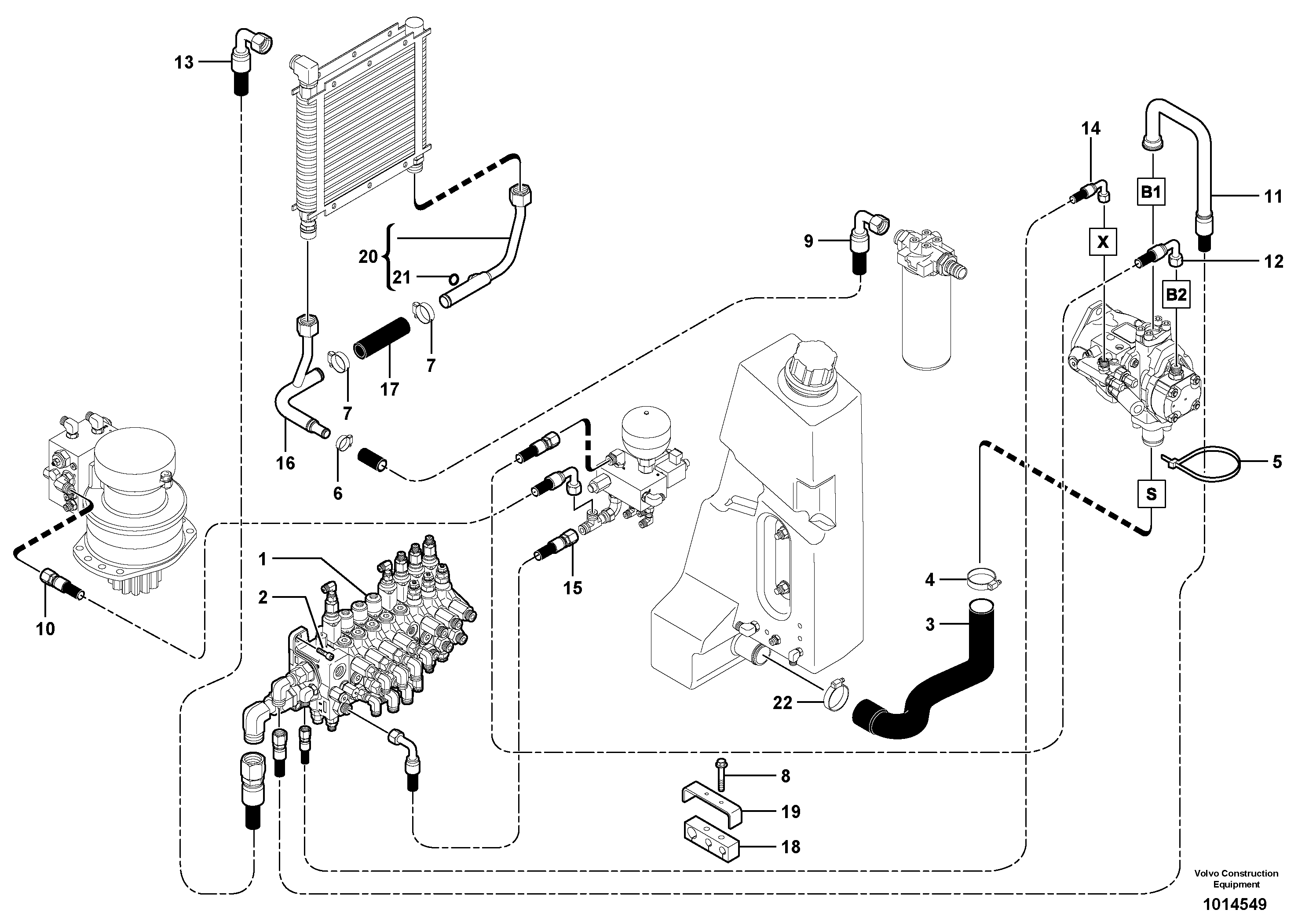 Hydraulic system: feed-and suction line — volvo parts diagram