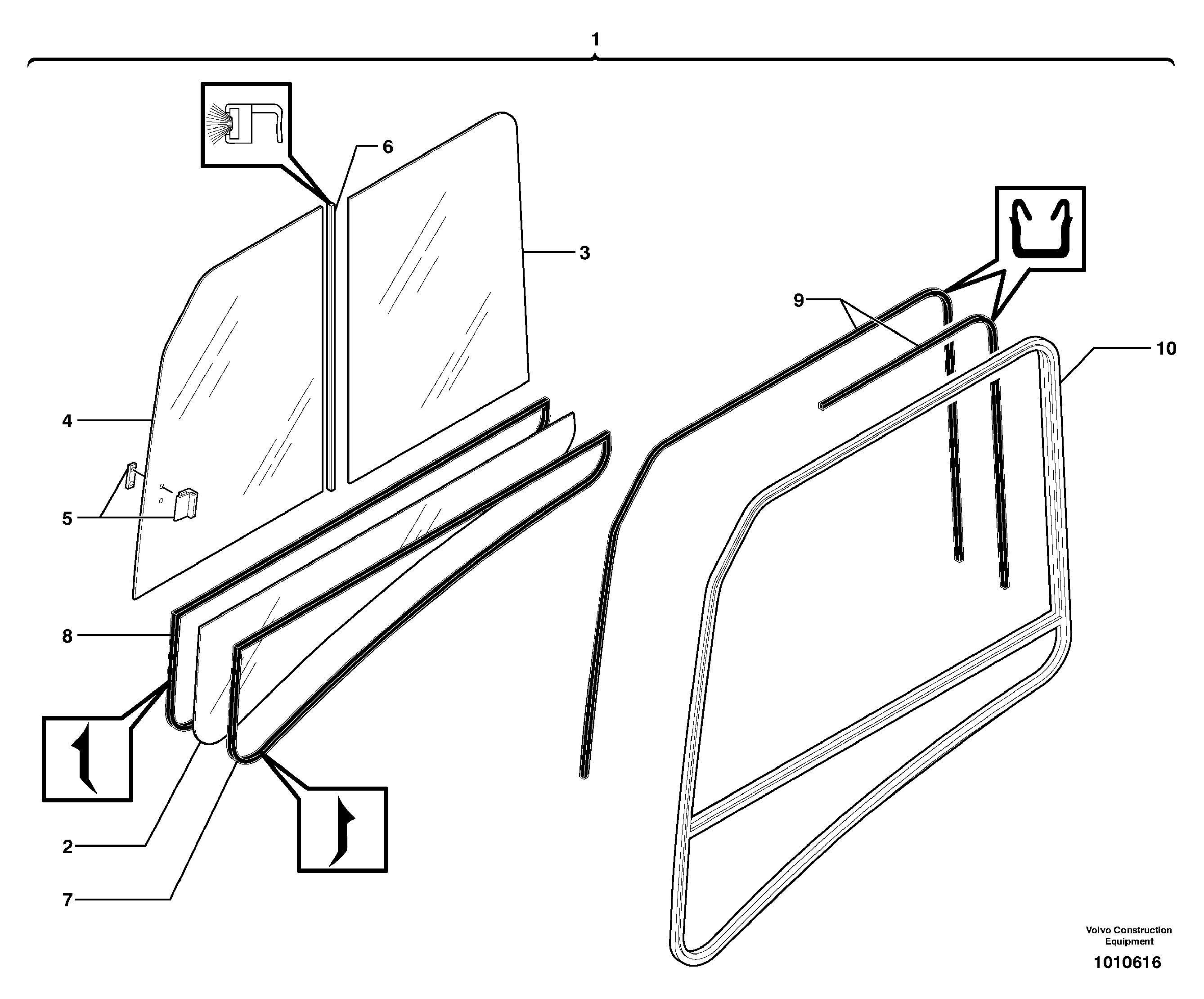 Cab : sliding window ( right ) — volvo parts diagram