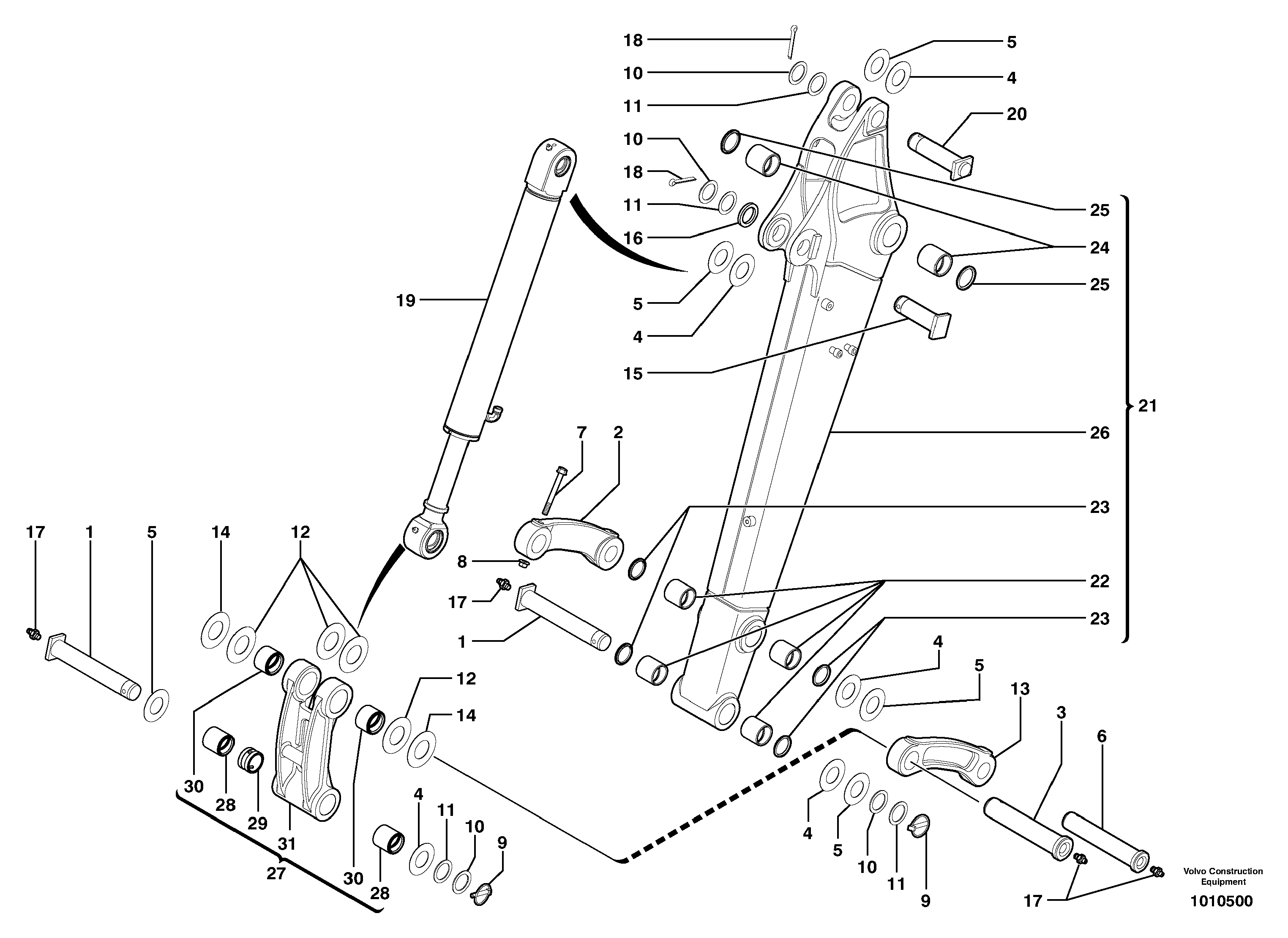 Dipper arm — volvo parts diagram
