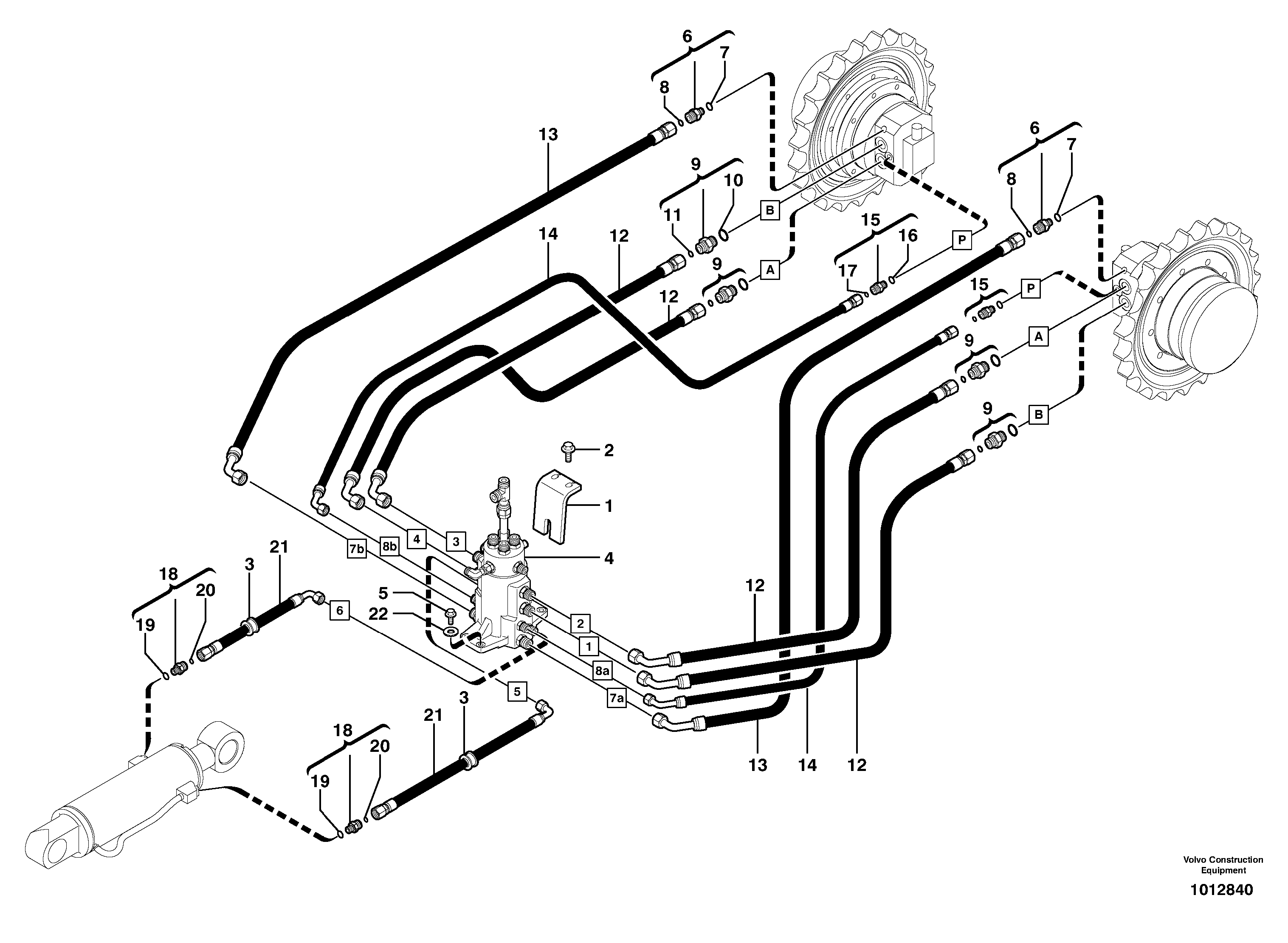 Hydraulic circuit ( lower frame ) — volvo parts diagram