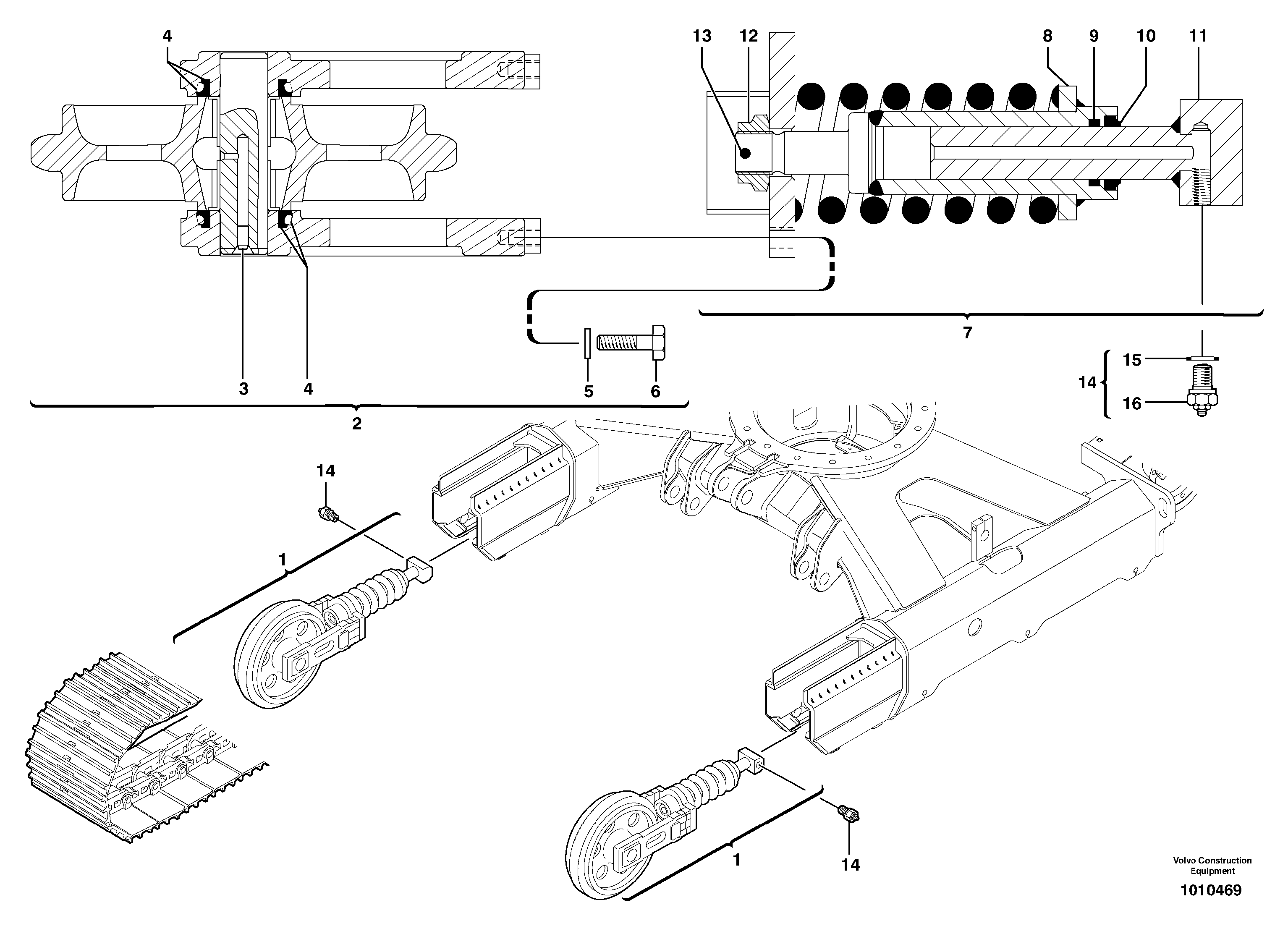 Track tensioning ( steel tracks ) — volvo parts diagram