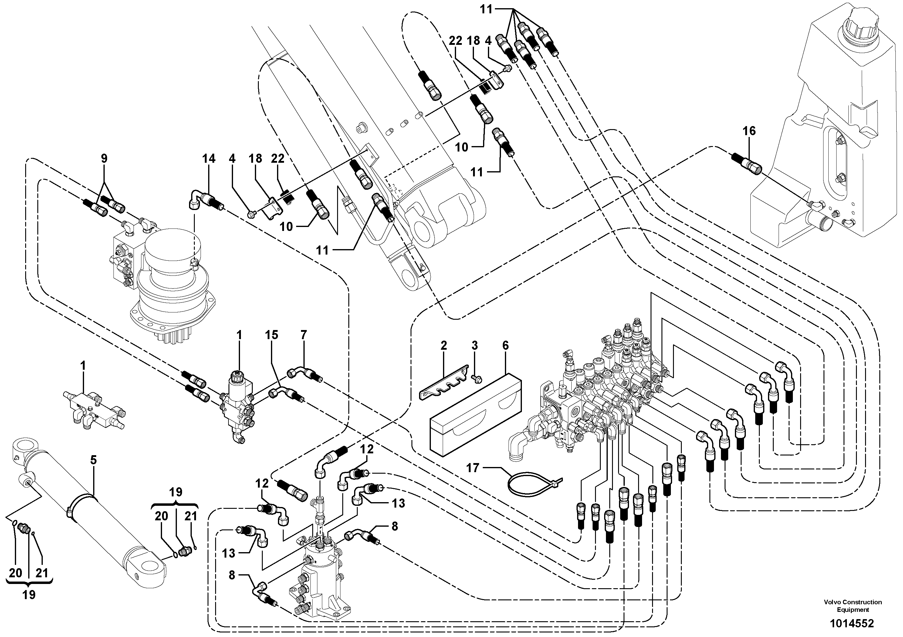 Hydraulic circuit ( platform/balancing valve/offset cylinder ) — volvo parts diagram