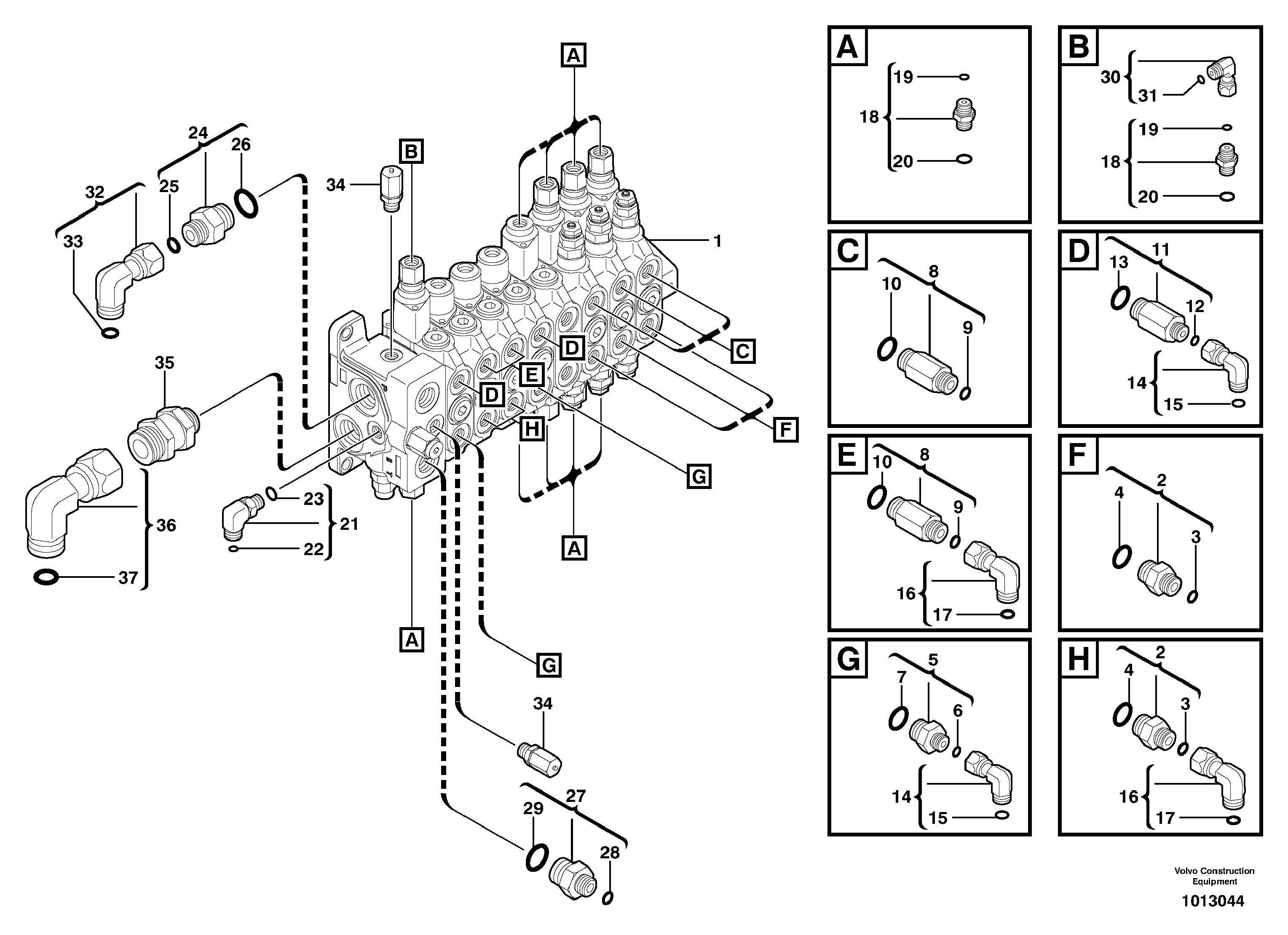 Main valve assembly with fitting parts — volvo parts diagram