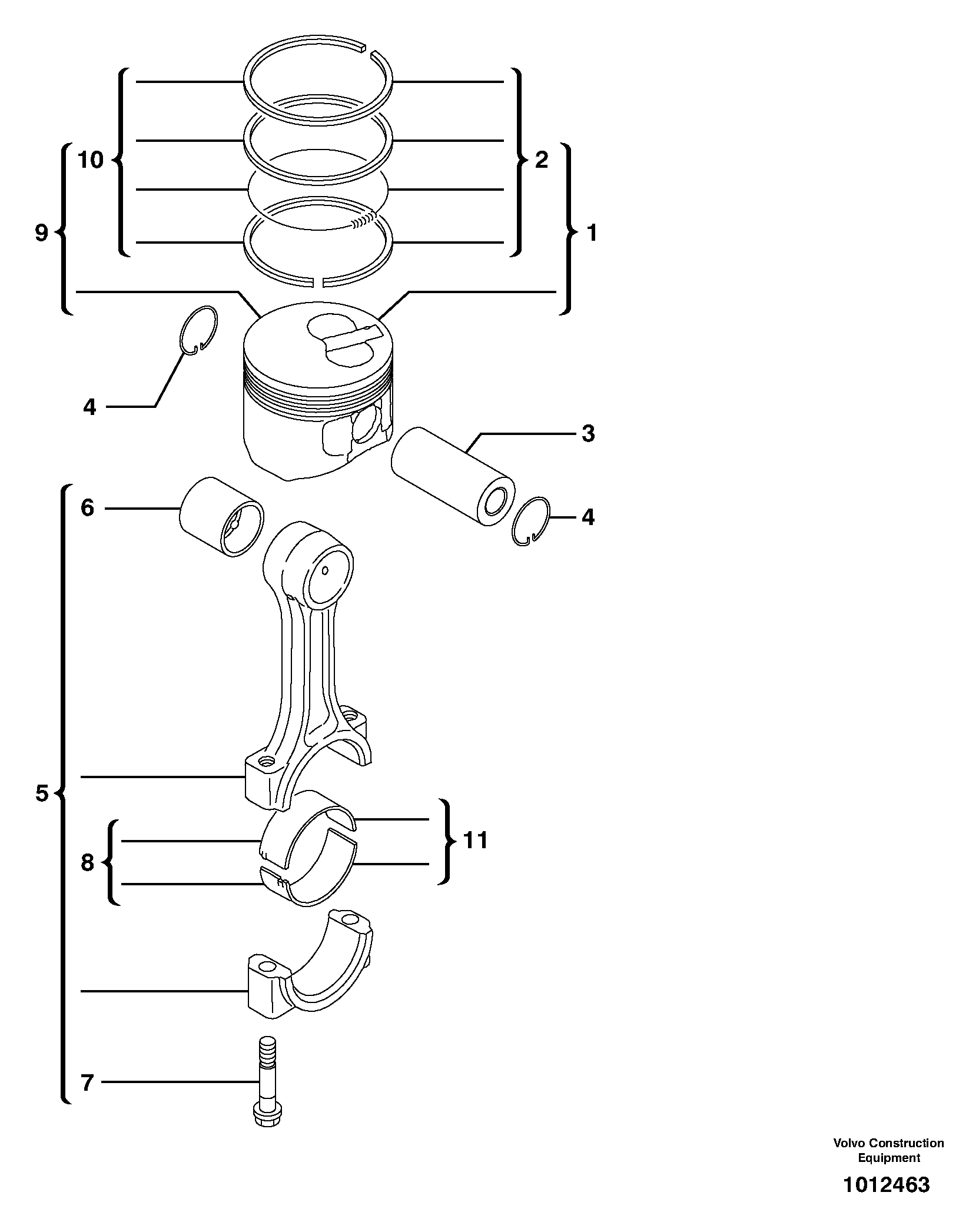 Connecting rod and piston — volvo parts diagram
