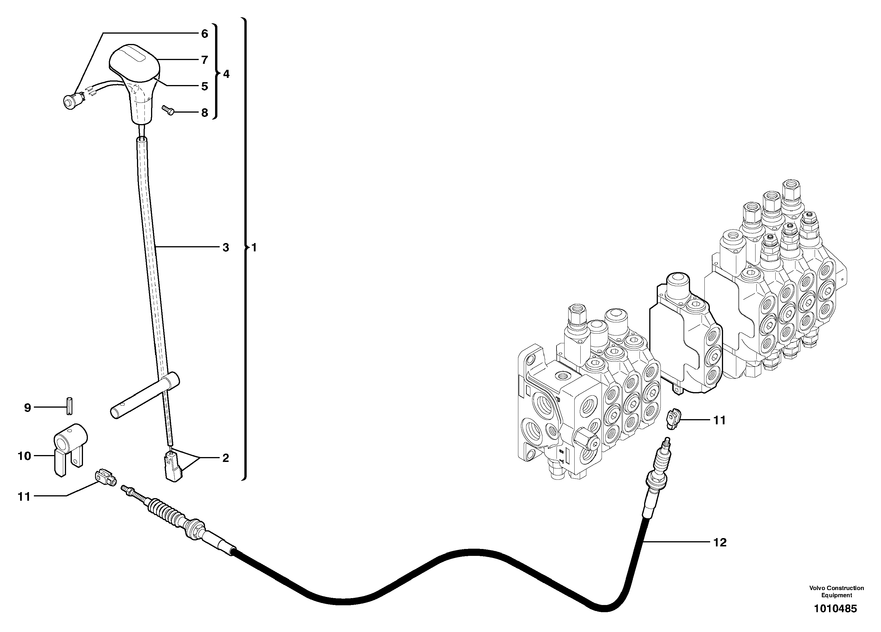 Control lever : dozer blade — volvo parts diagram
