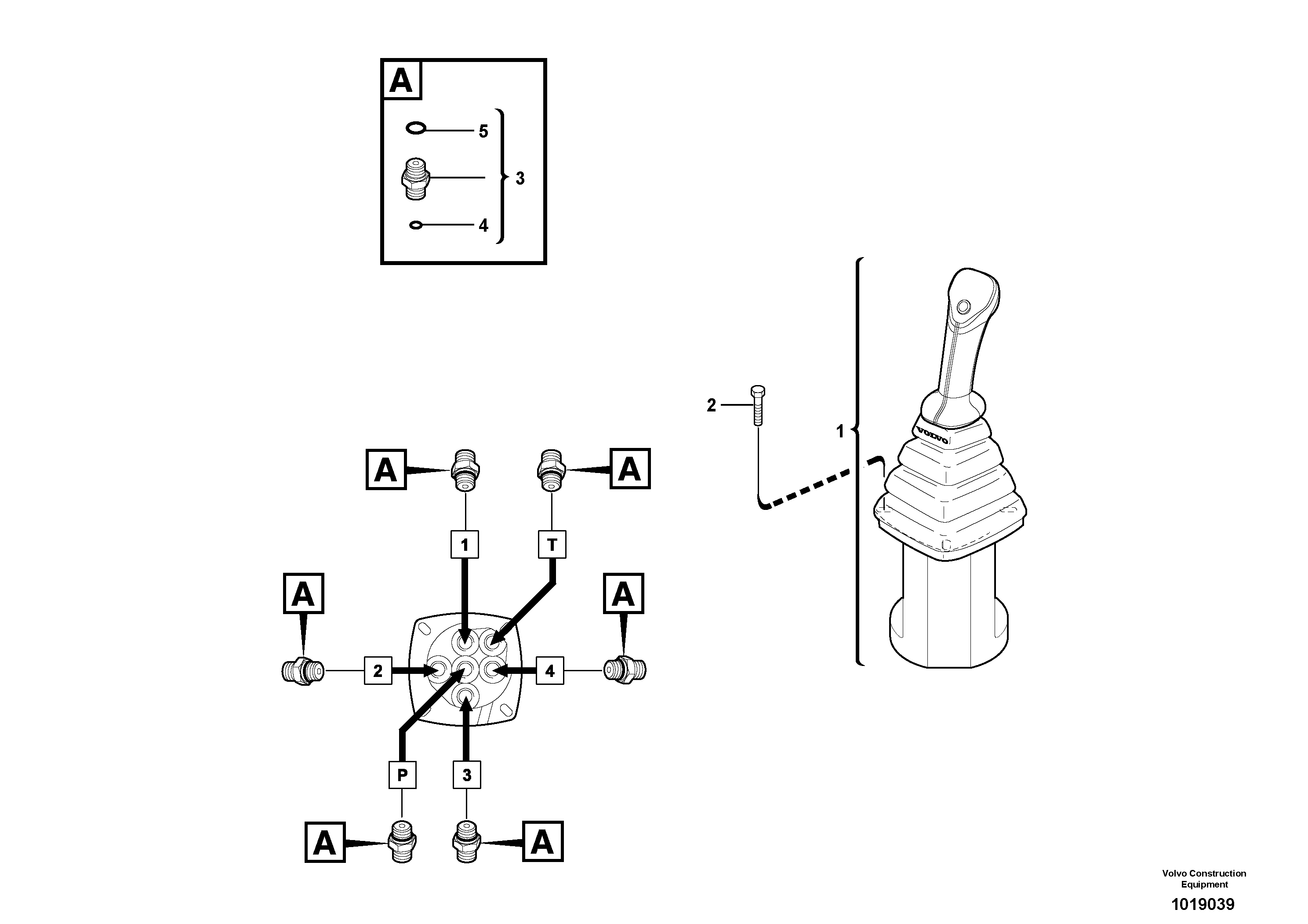 Control stick installation  LH — volvo parts diagram