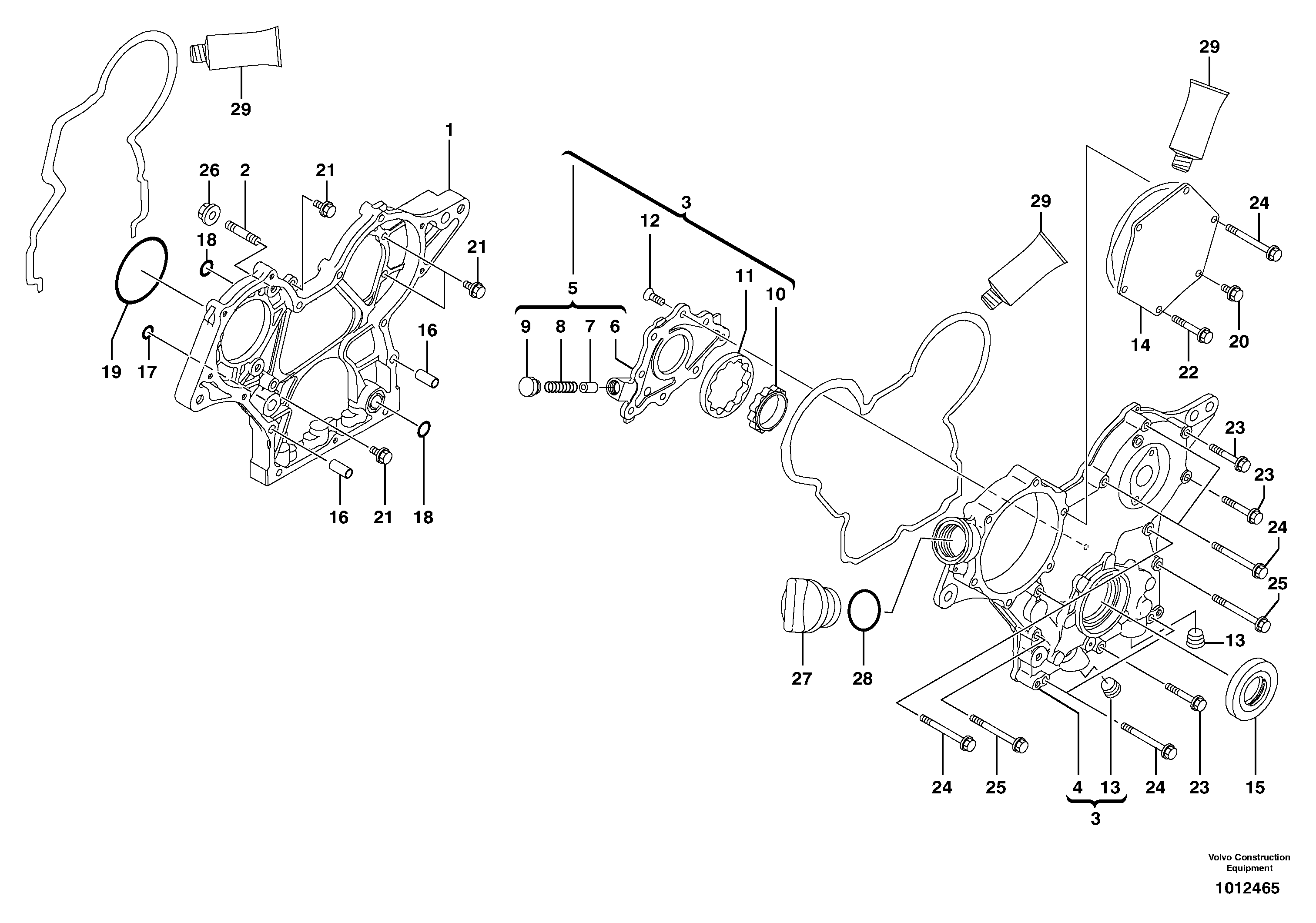 Timing gear casing — volvo parts diagram