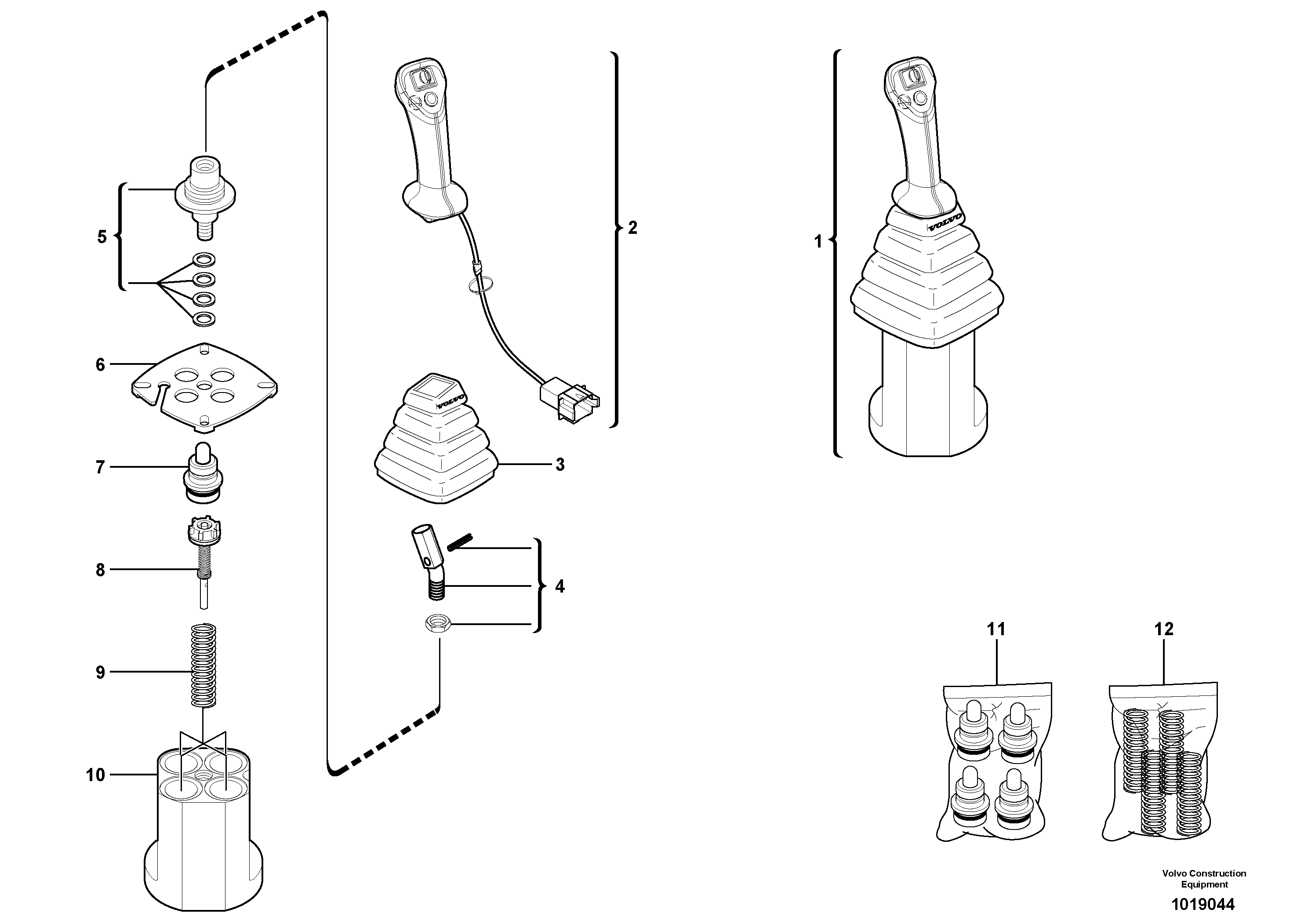 Control lever : boom / bucket ( right )  RH , STD , USA — volvo parts diagram