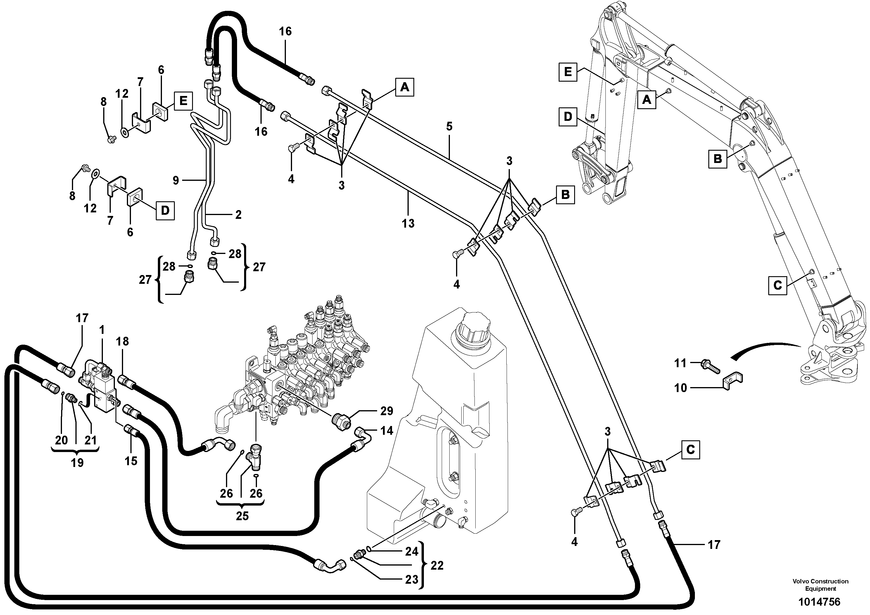 Hyd. circuit (quickfit/double-acting) — volvo parts diagram