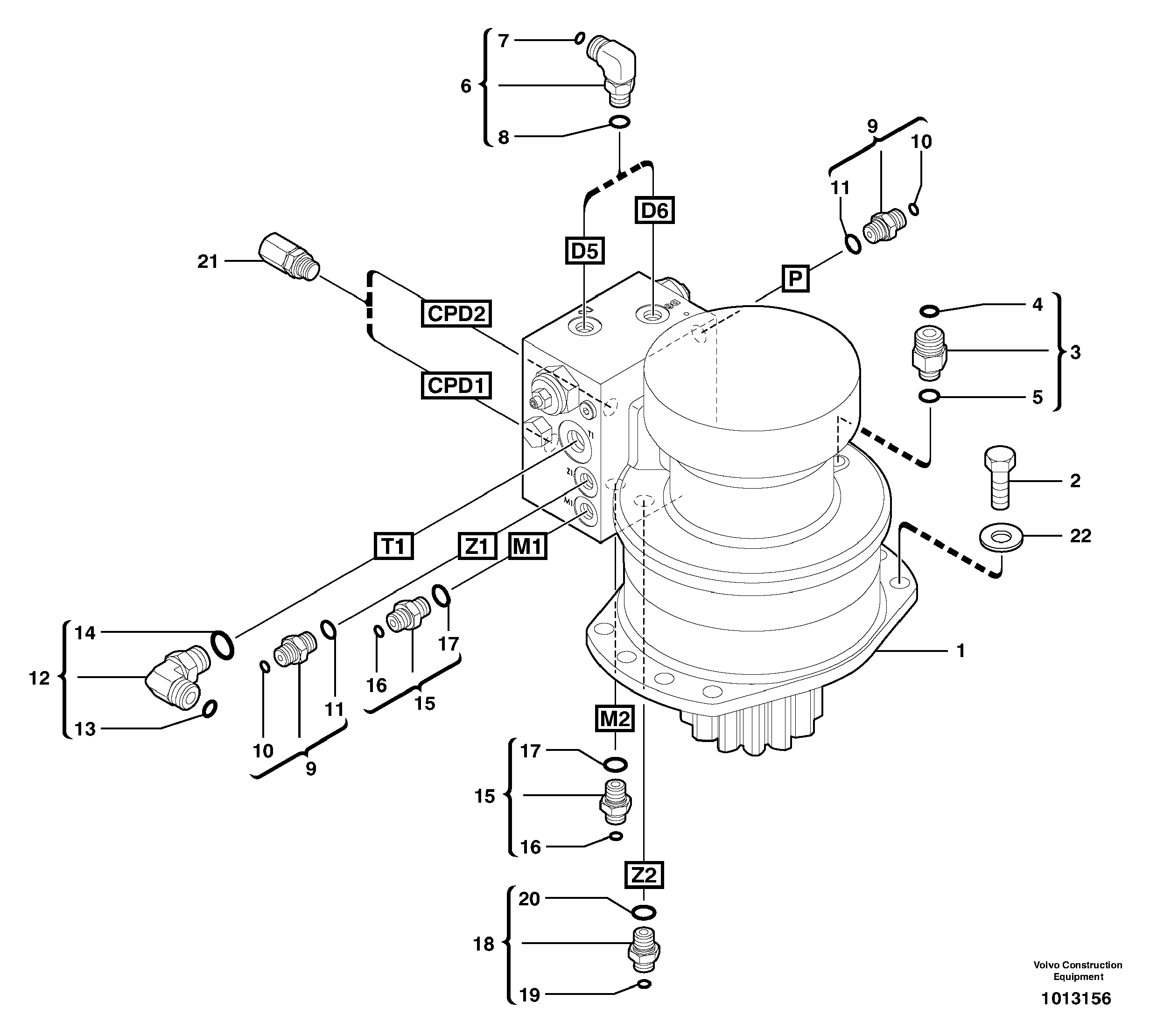 Slewing gear motor installation — volvo parts diagram