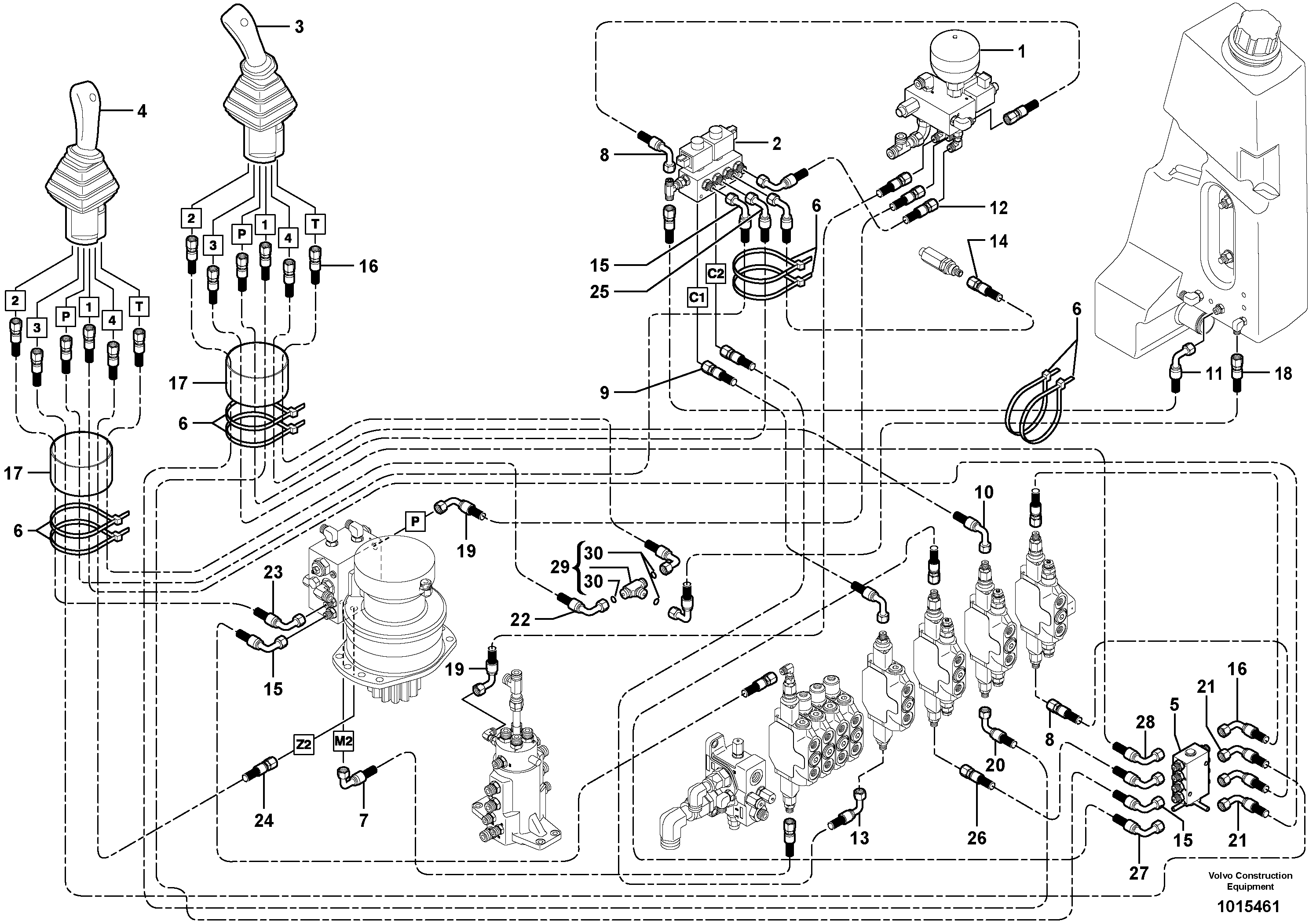Hydraulic circuit ( low pressure )  USA — volvo parts diagram
