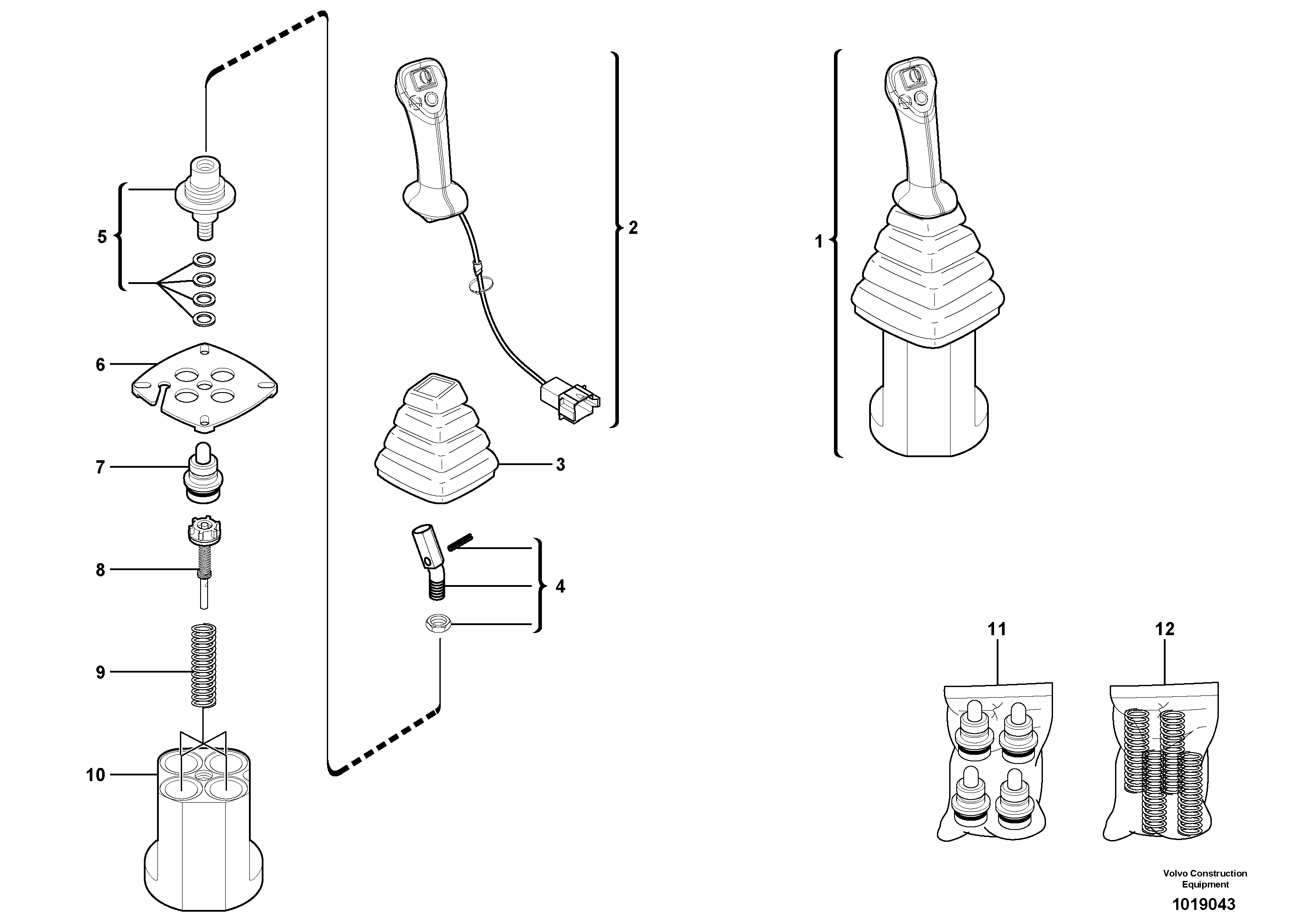 Control lever : boom / bucket ( right )  RH , STD , USA — volvo parts diagram