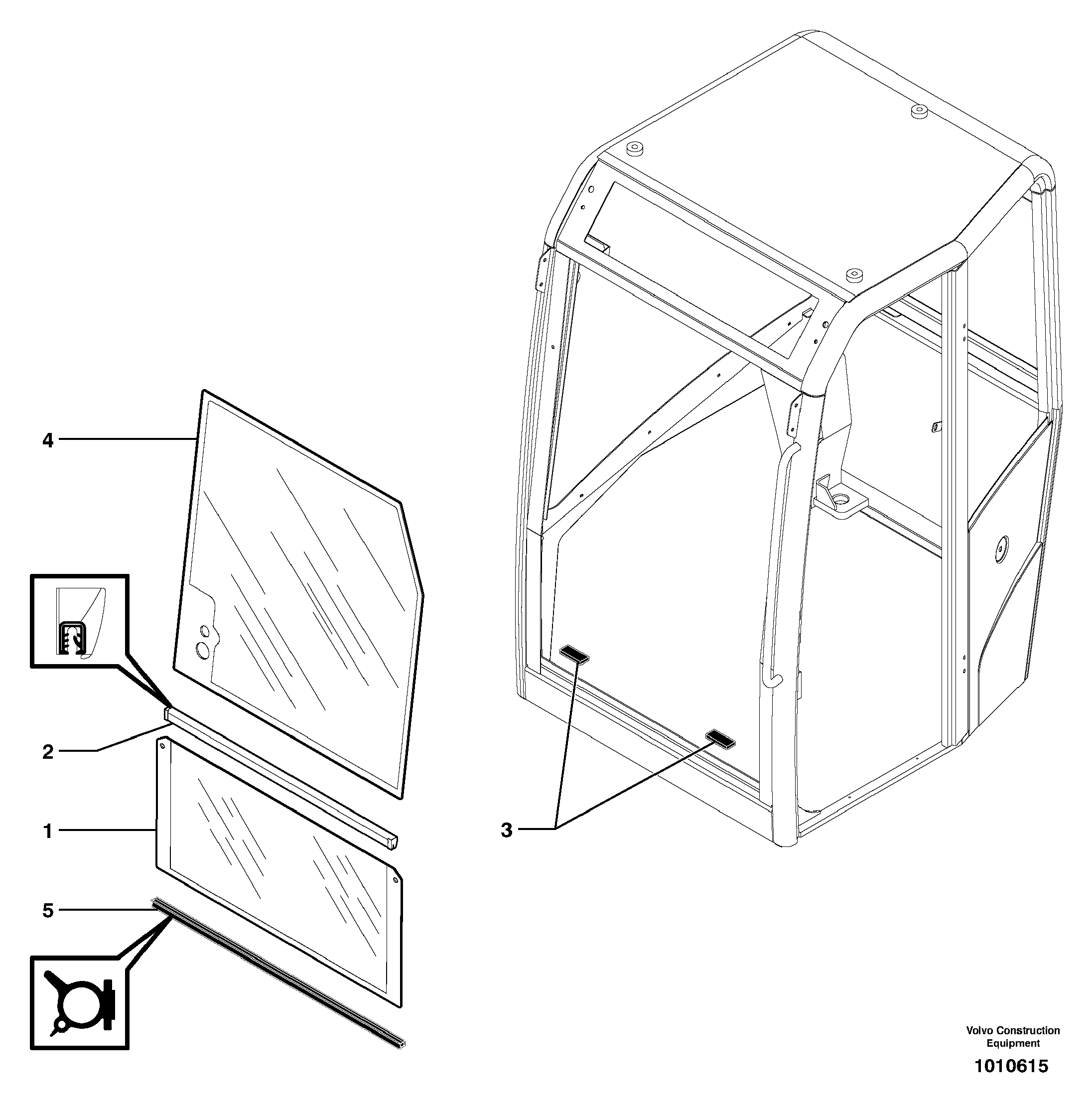 Cab : windshield — volvo parts diagram