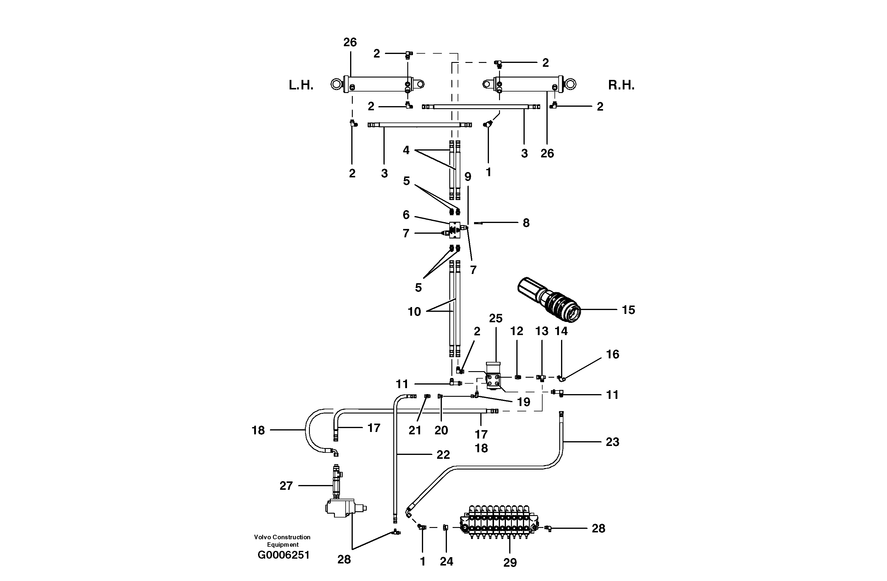 Supplemental steering circuit - main - standard — volvo parts diagram
